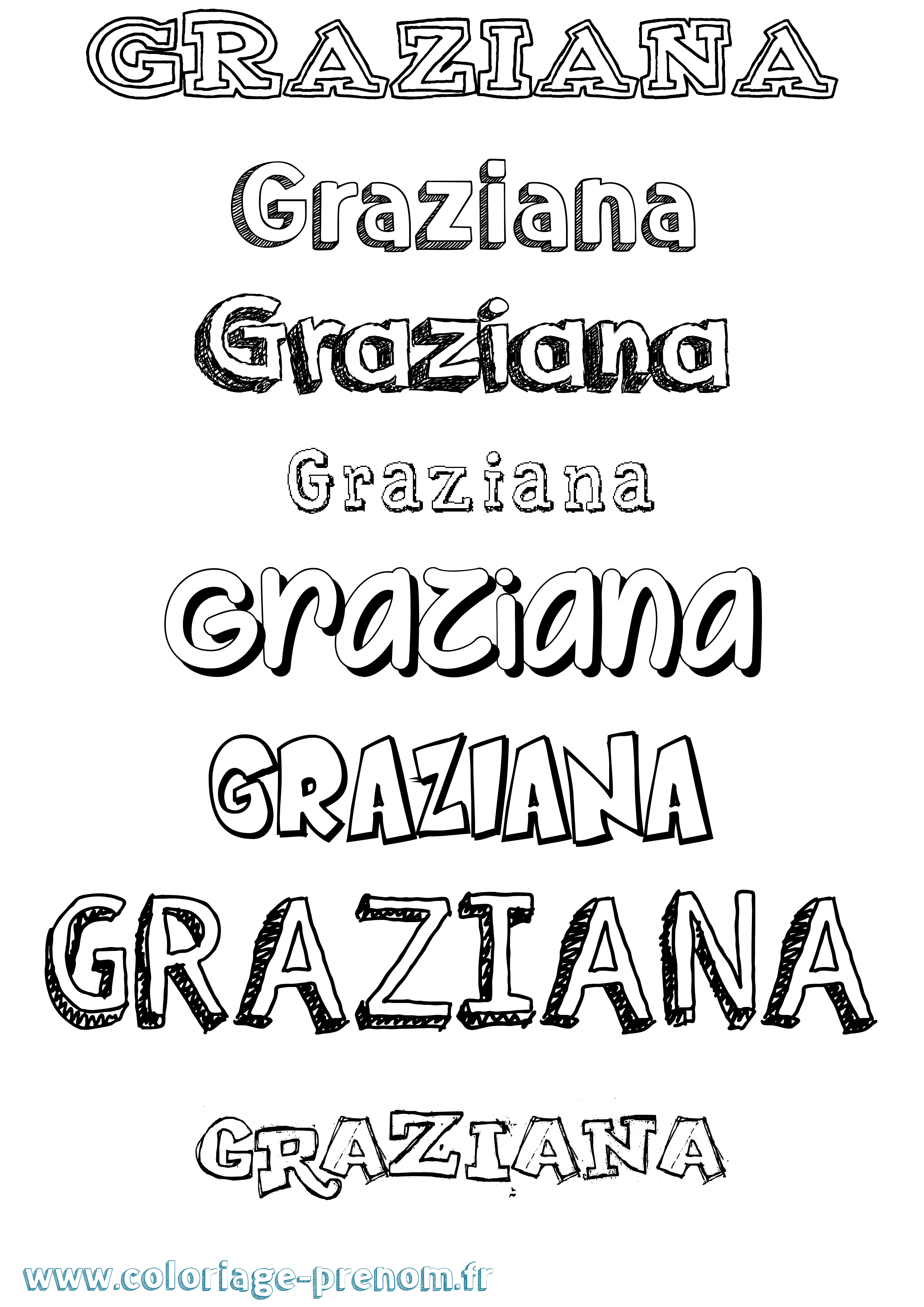 Coloriage prénom Graziana Dessiné