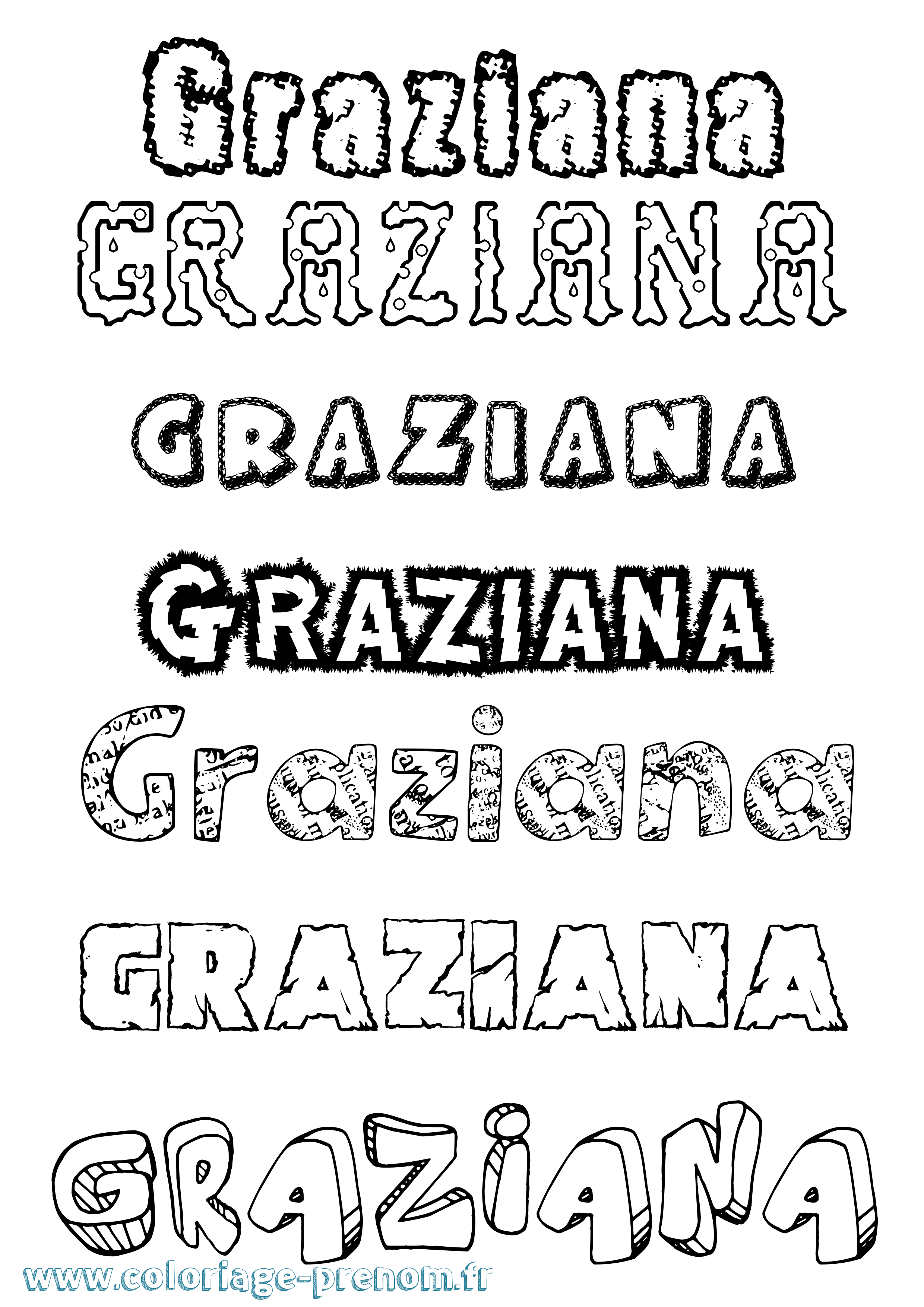 Coloriage prénom Graziana Destructuré