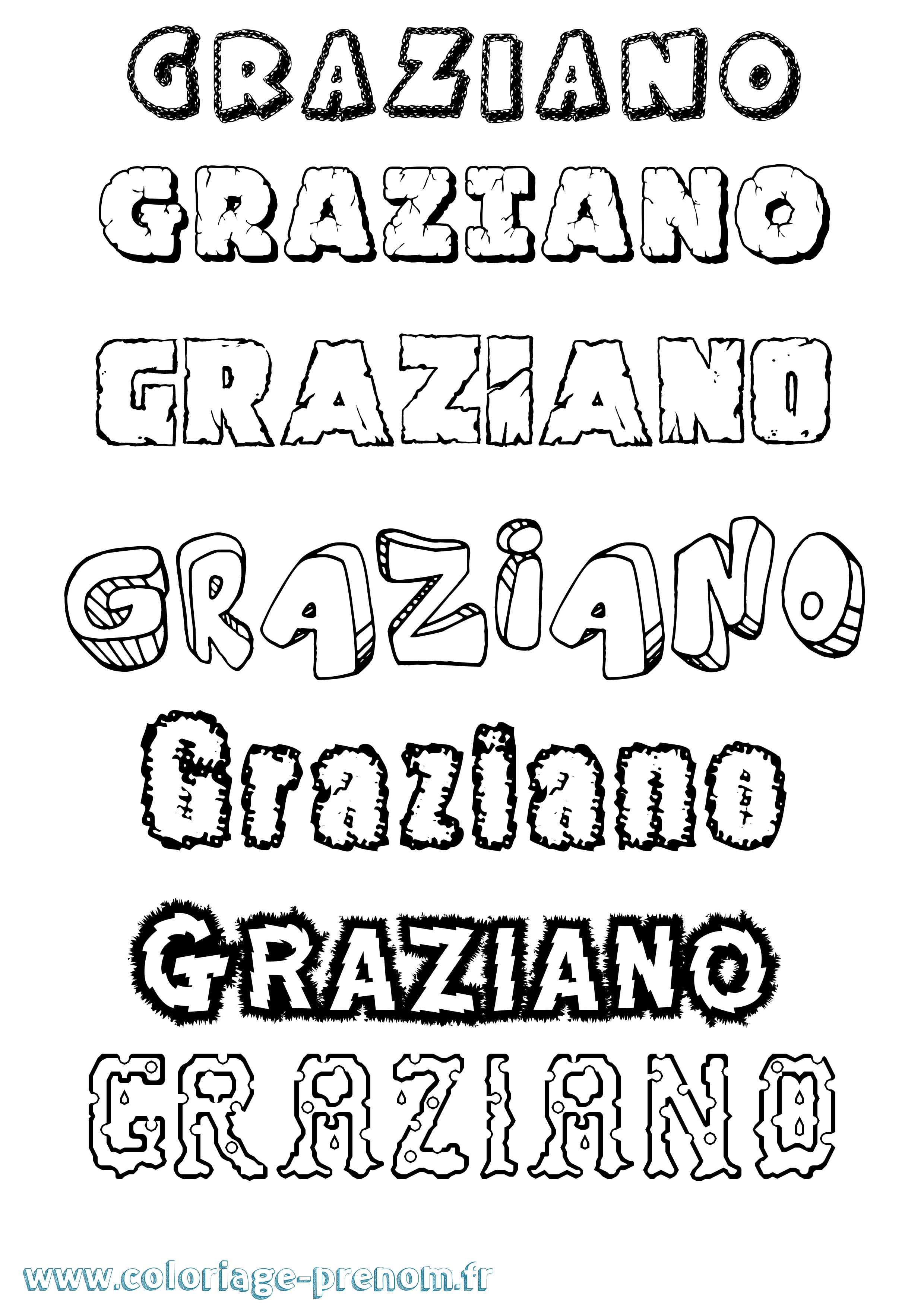 Coloriage prénom Graziano Destructuré