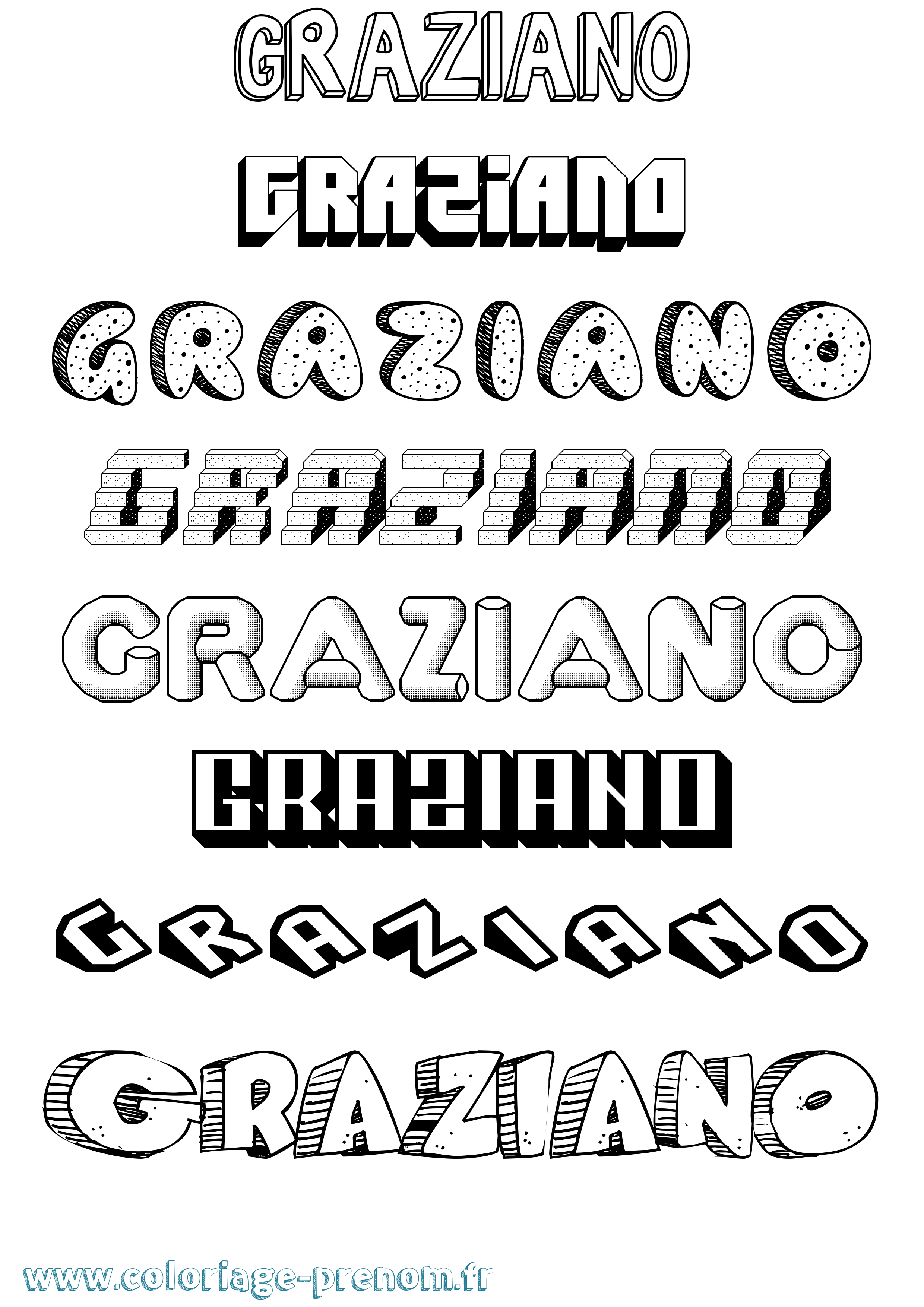 Coloriage prénom Graziano Effet 3D