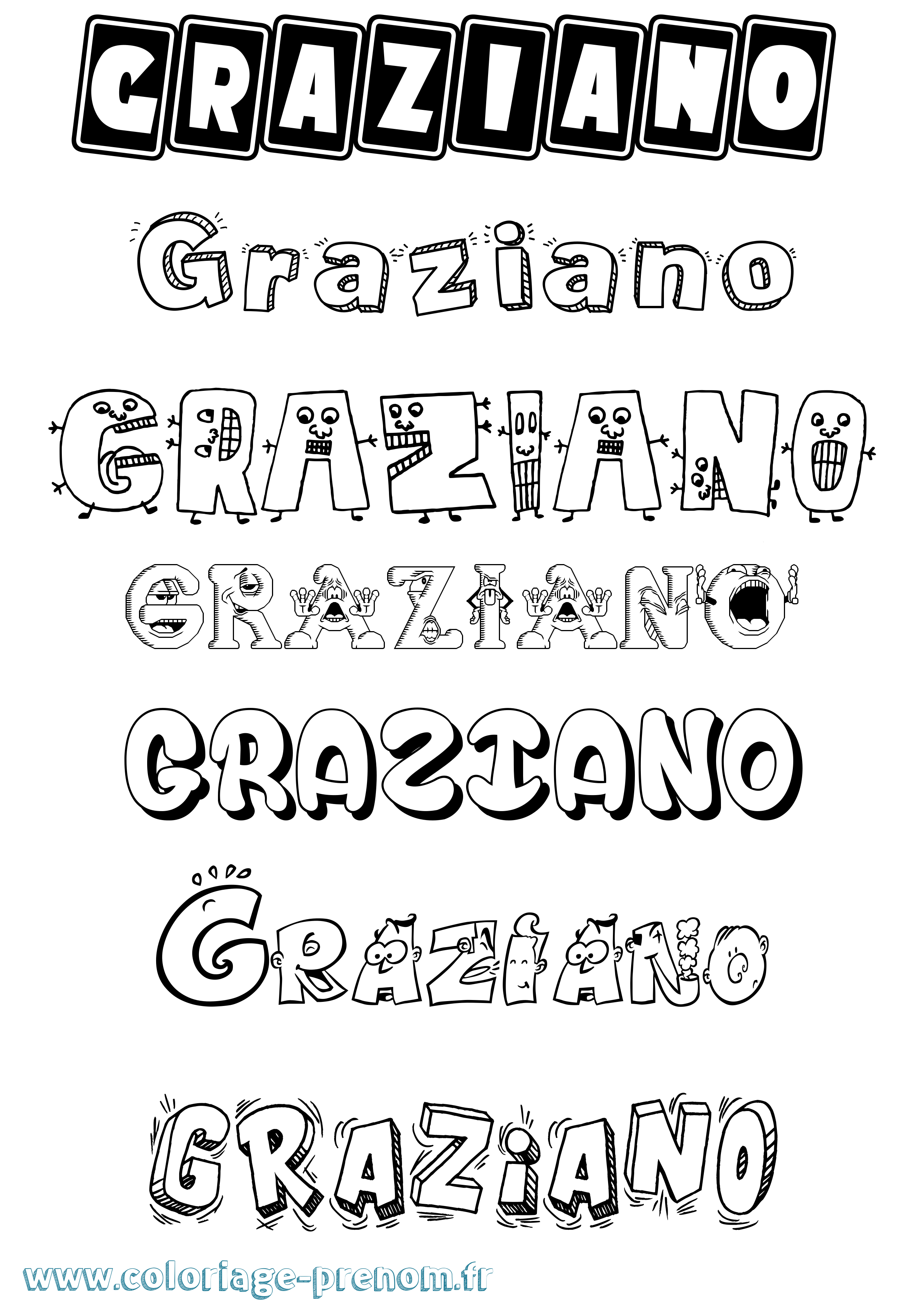 Coloriage prénom Graziano Fun