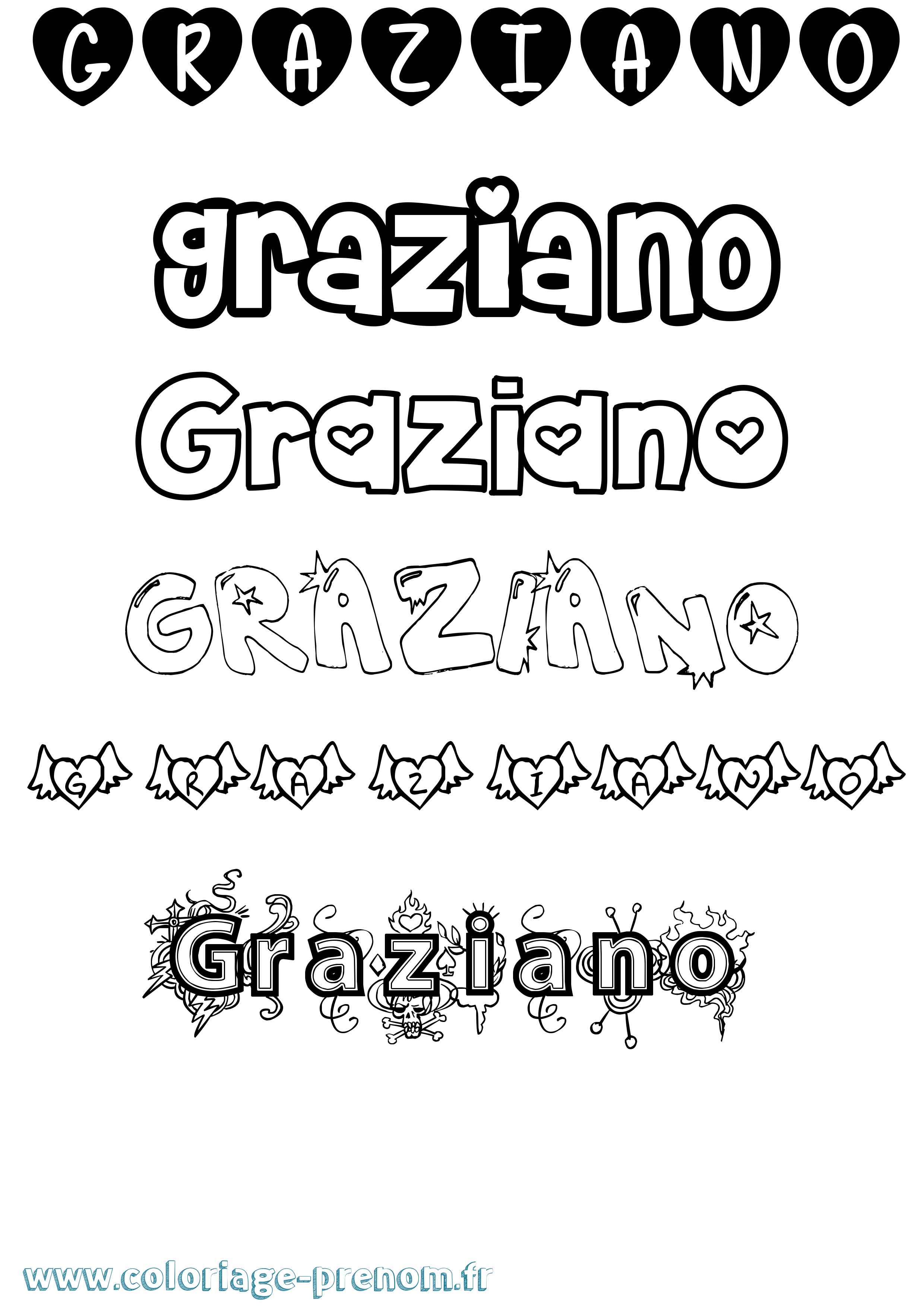Coloriage prénom Graziano Girly