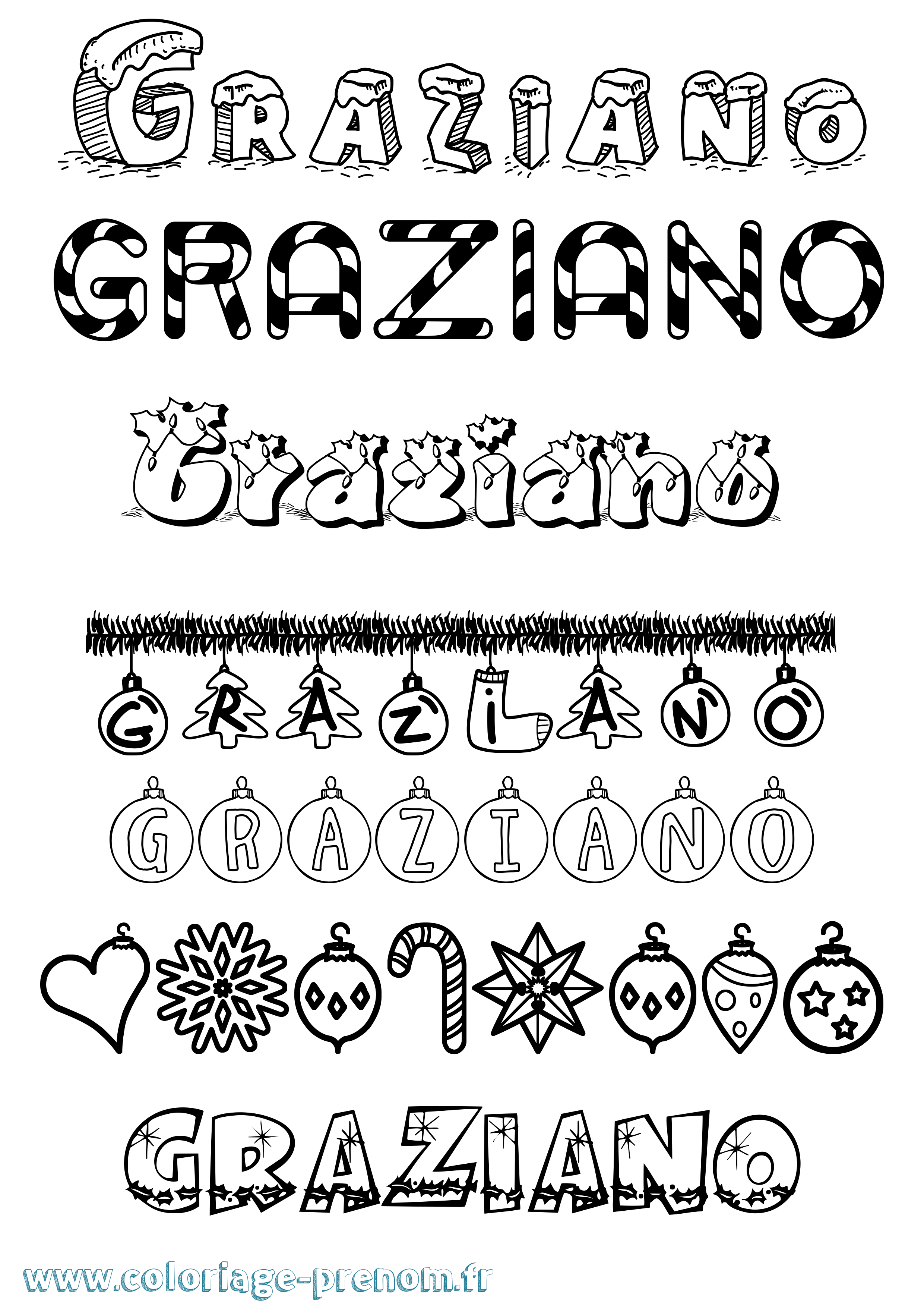 Coloriage prénom Graziano Noël