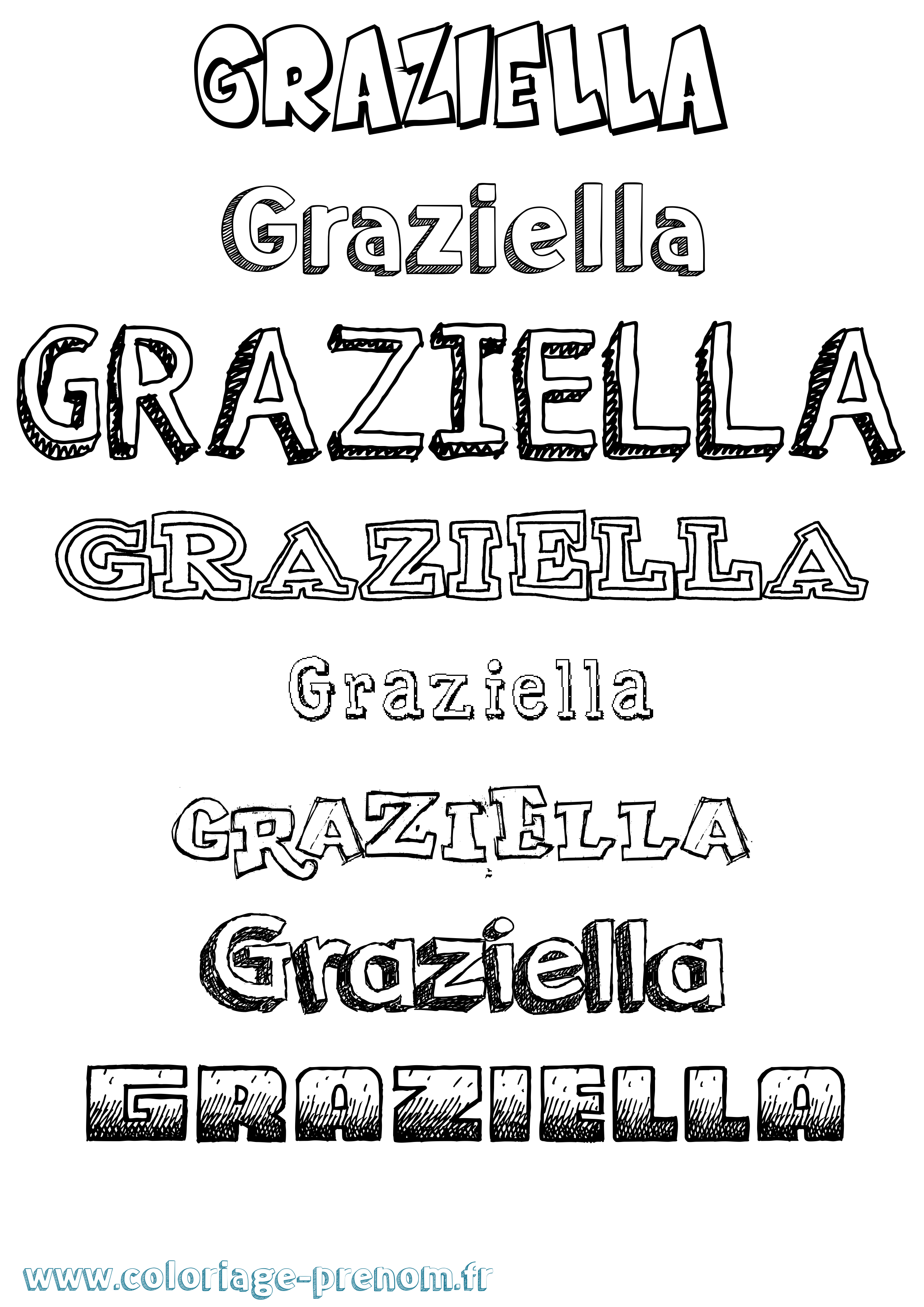 Coloriage prénom Graziella Dessiné