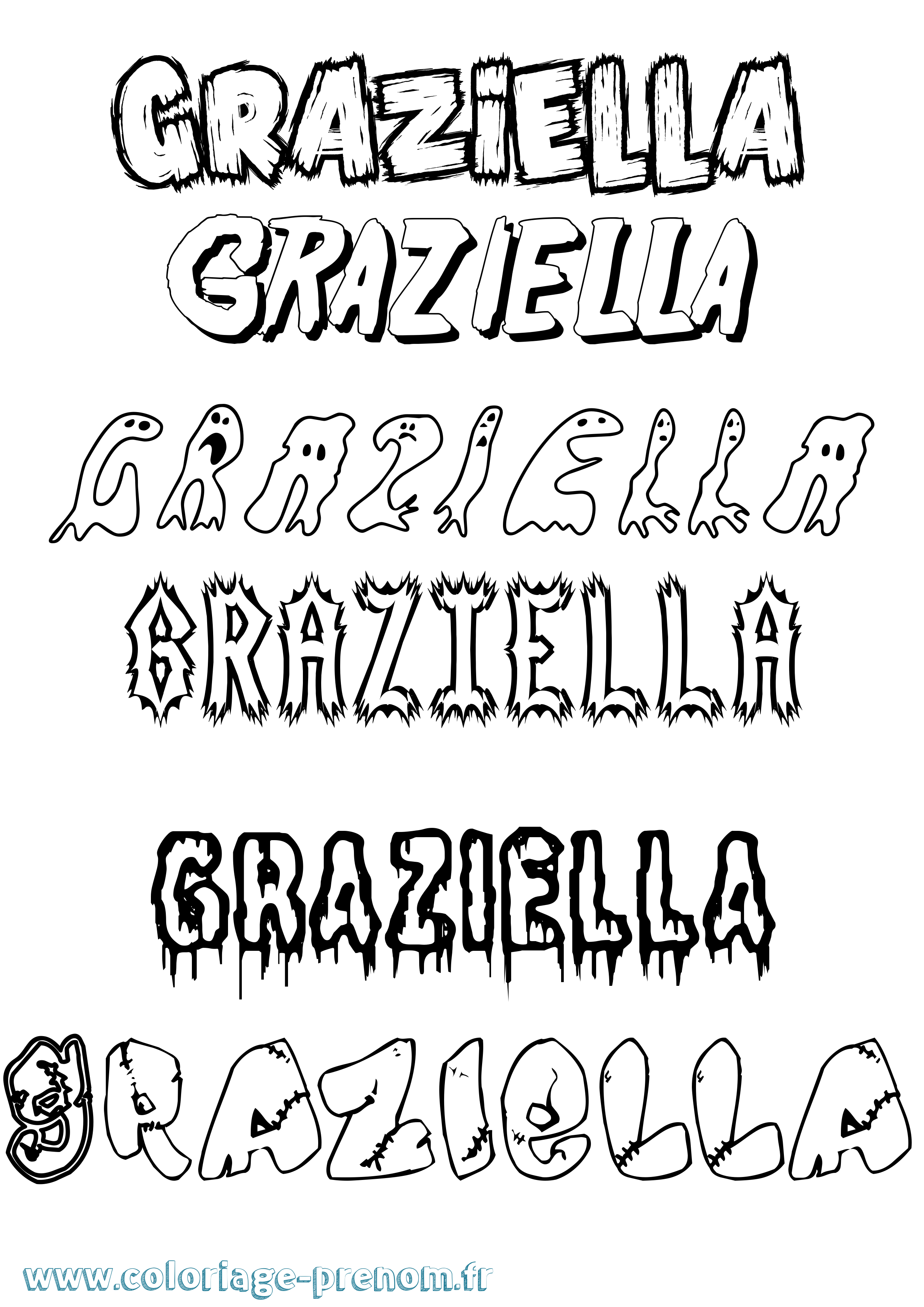 Coloriage prénom Graziella Frisson