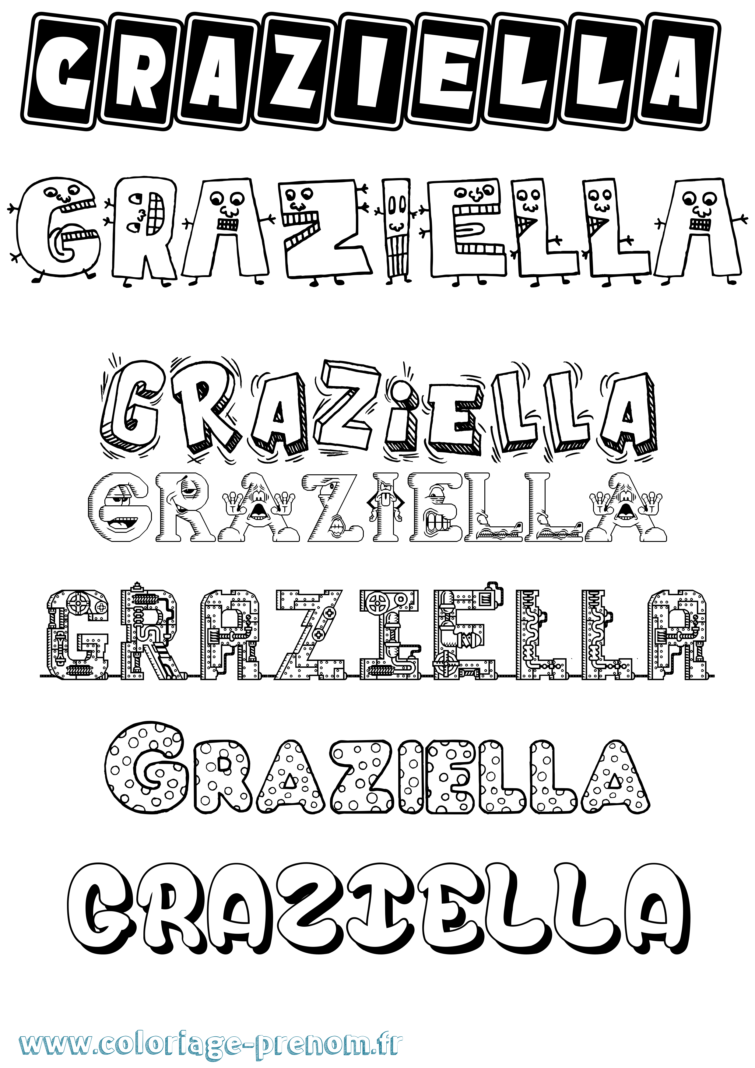 Coloriage prénom Graziella Fun