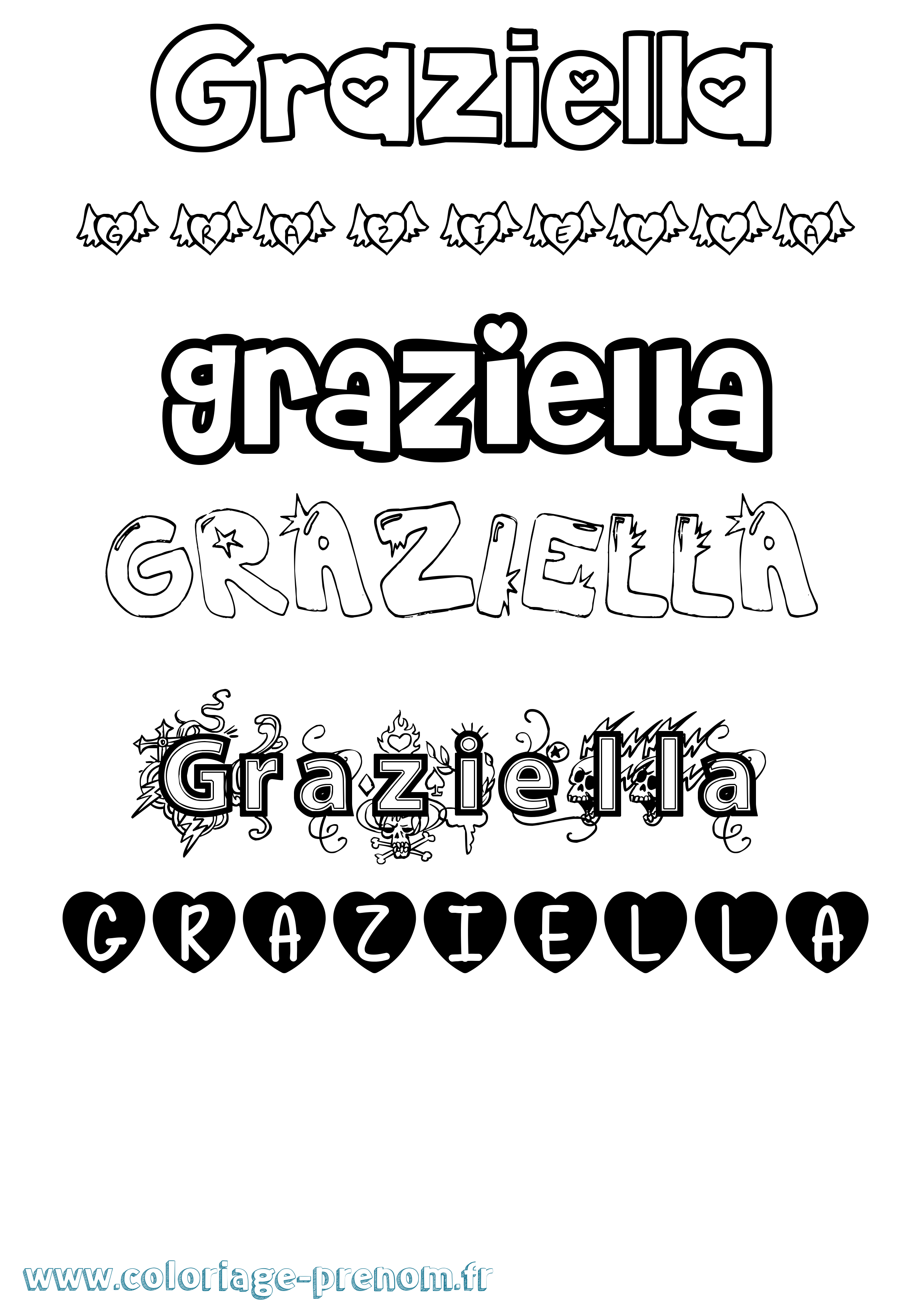 Coloriage prénom Graziella Girly