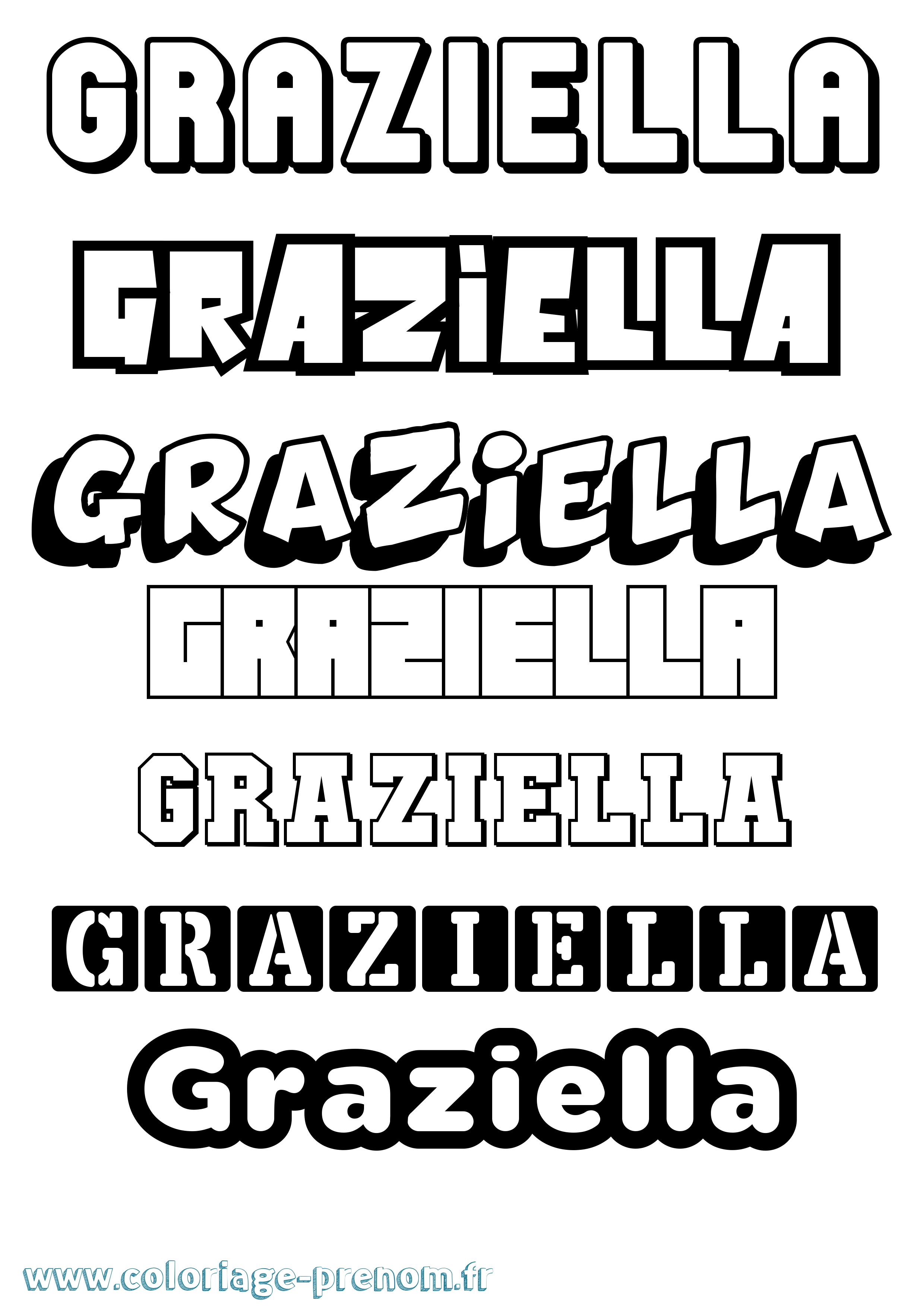 Coloriage prénom Graziella Simple