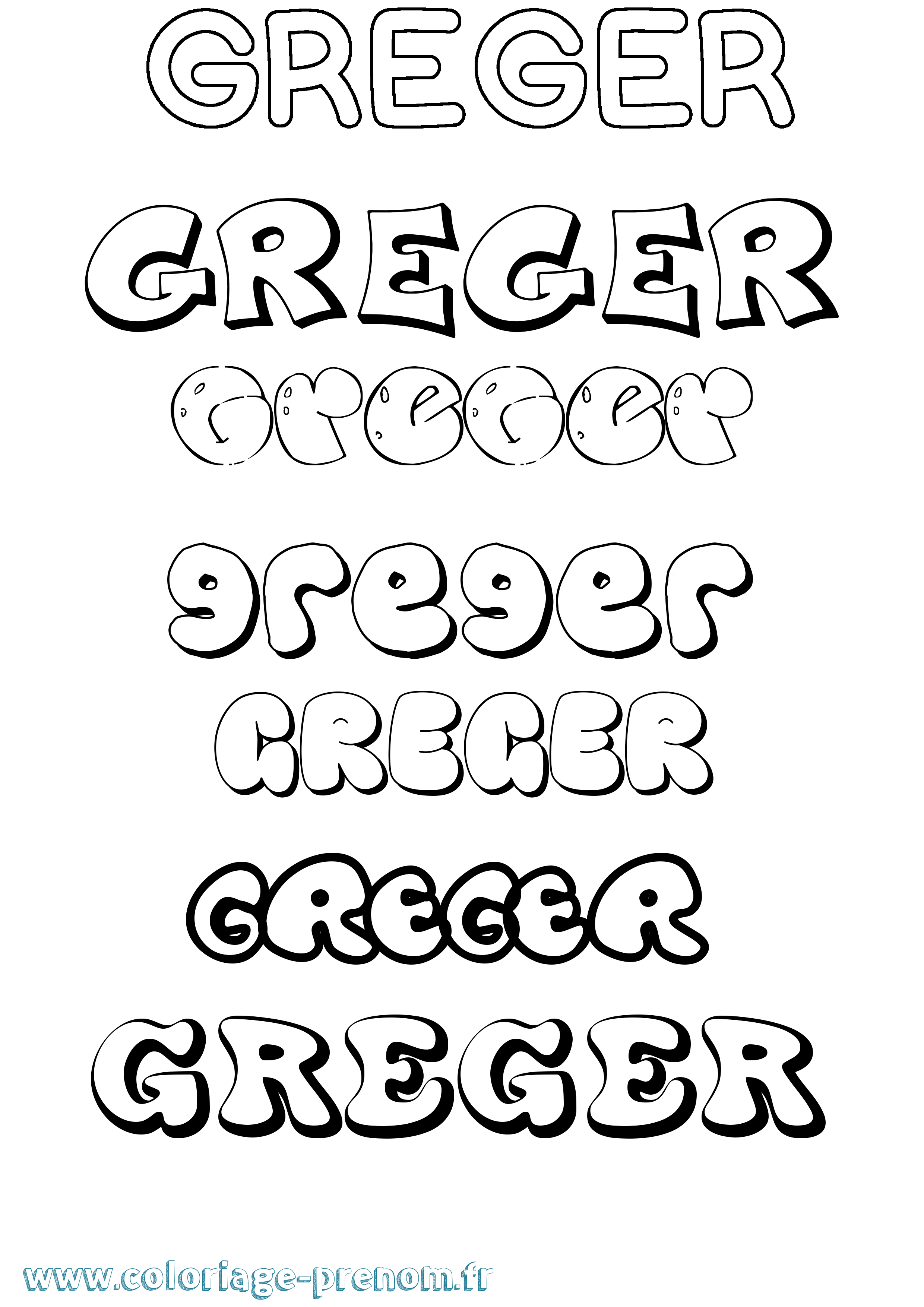 Coloriage Greger Bubble Coloriage prénom Greger Bubble
