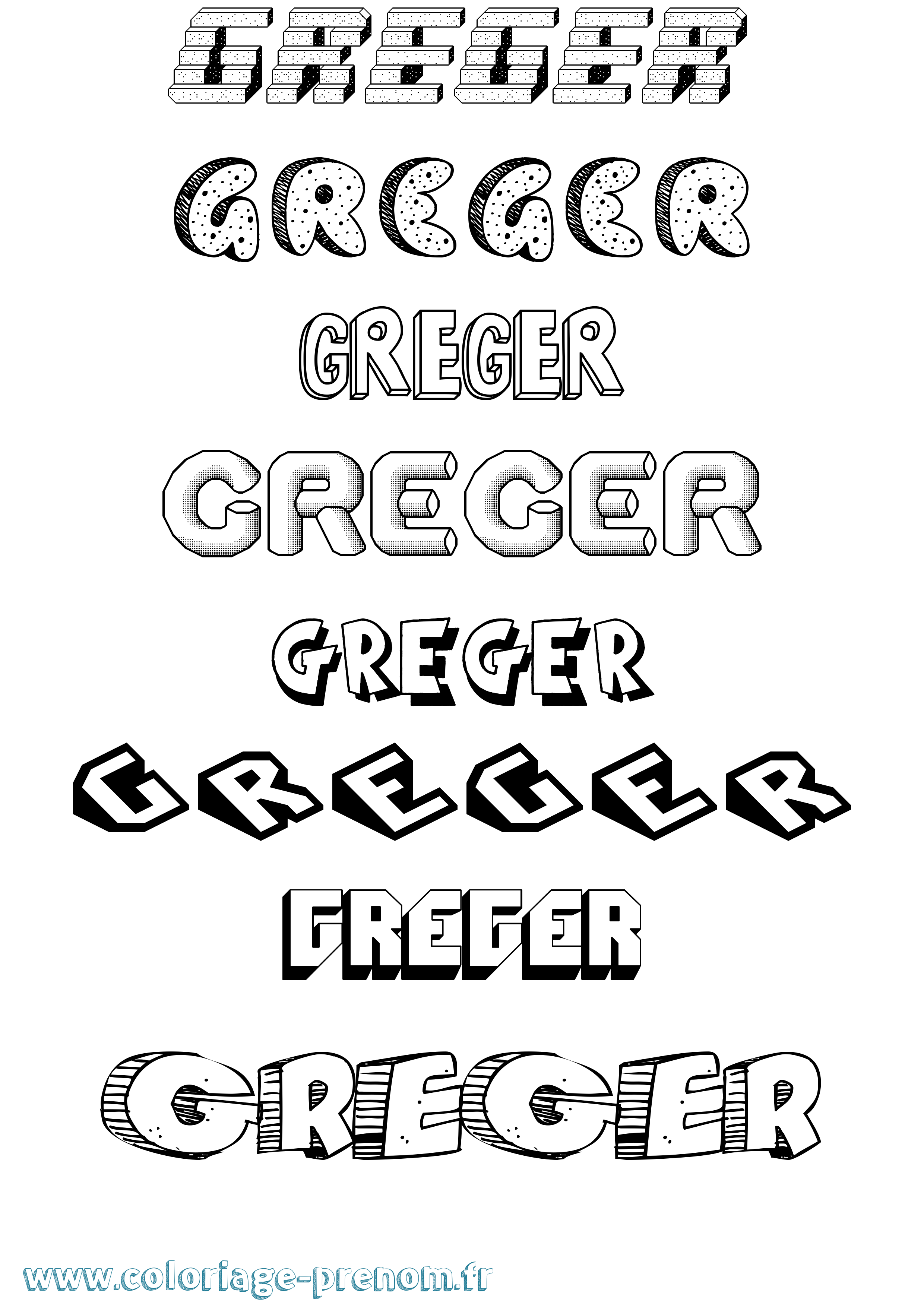 Coloriage Greger Effet 3D Coloriage prénom Greger Effet 3D