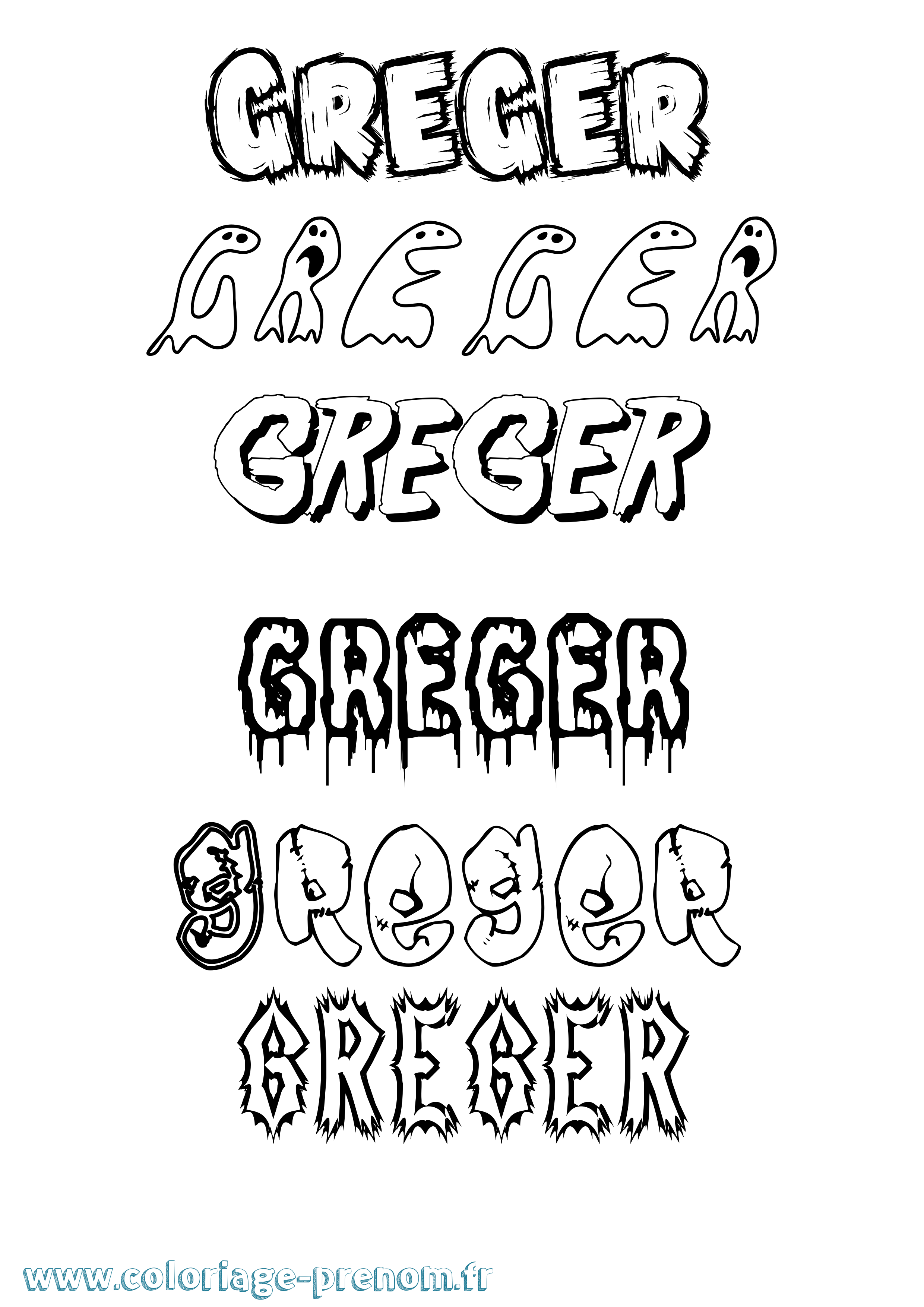 Coloriage Greger Frisson Coloriage prénom Greger Frisson