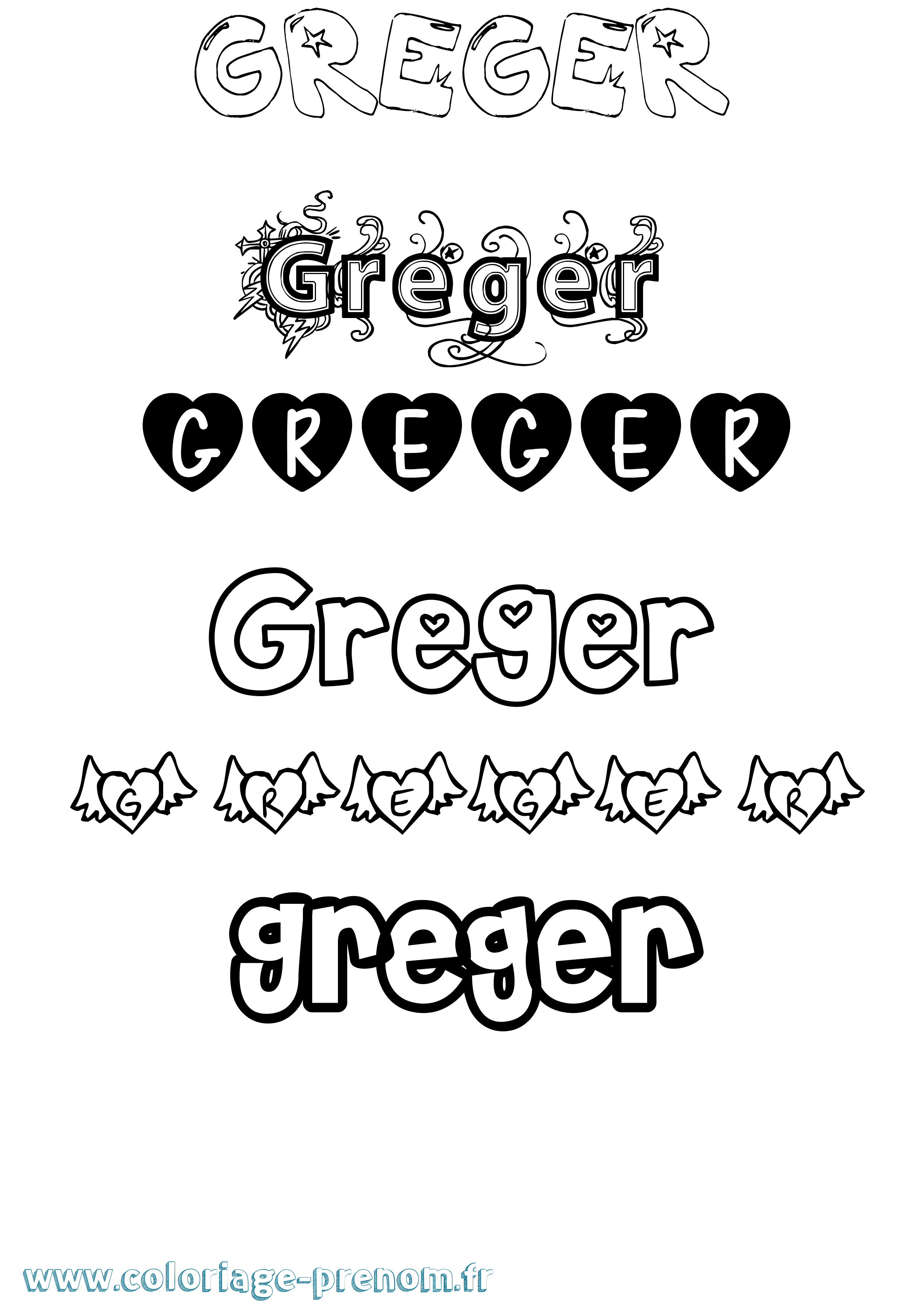 Coloriage Greger Girly Coloriage prénom Greger Girly