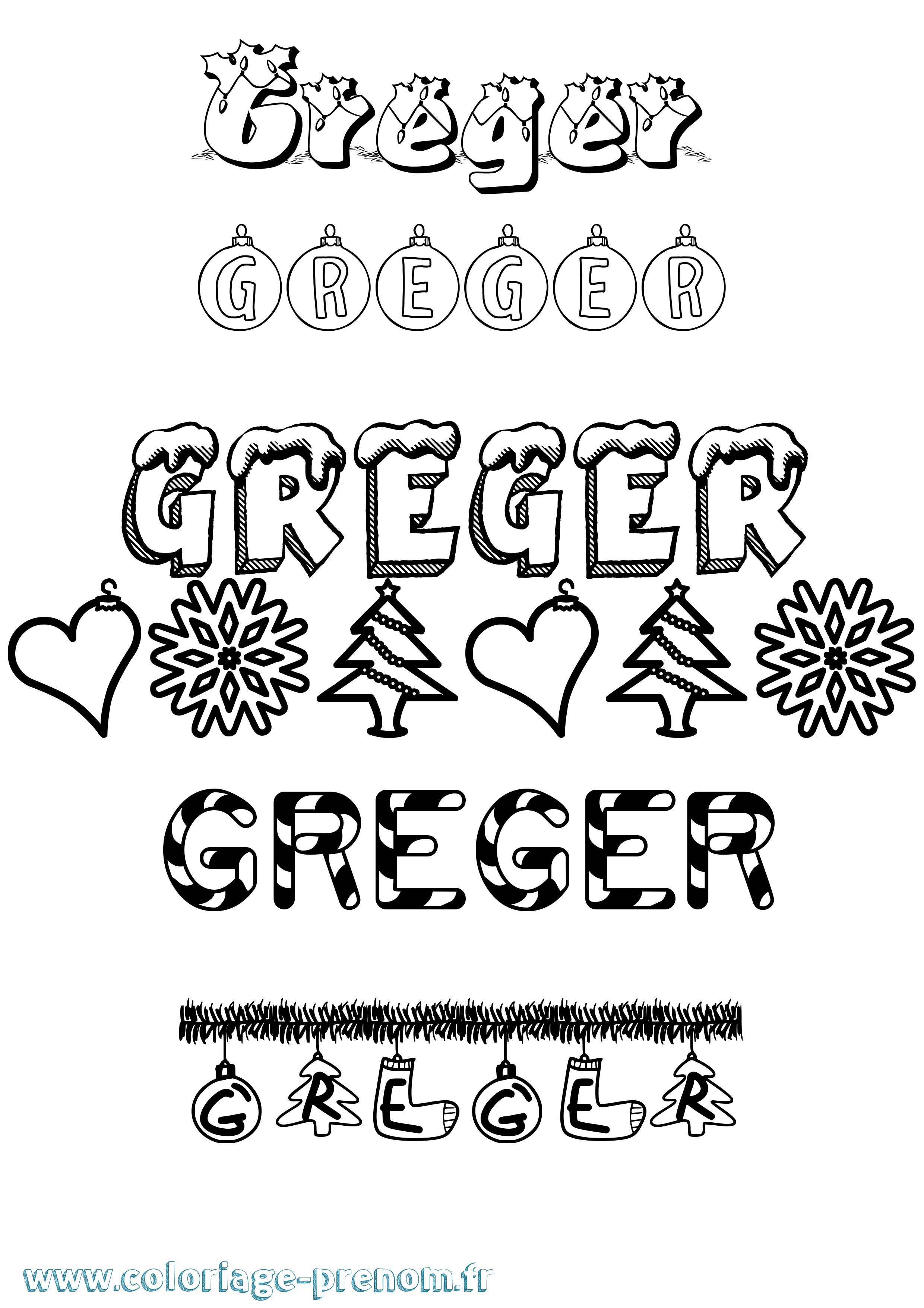 Coloriage Greger Noël Coloriage prénom Greger Noël