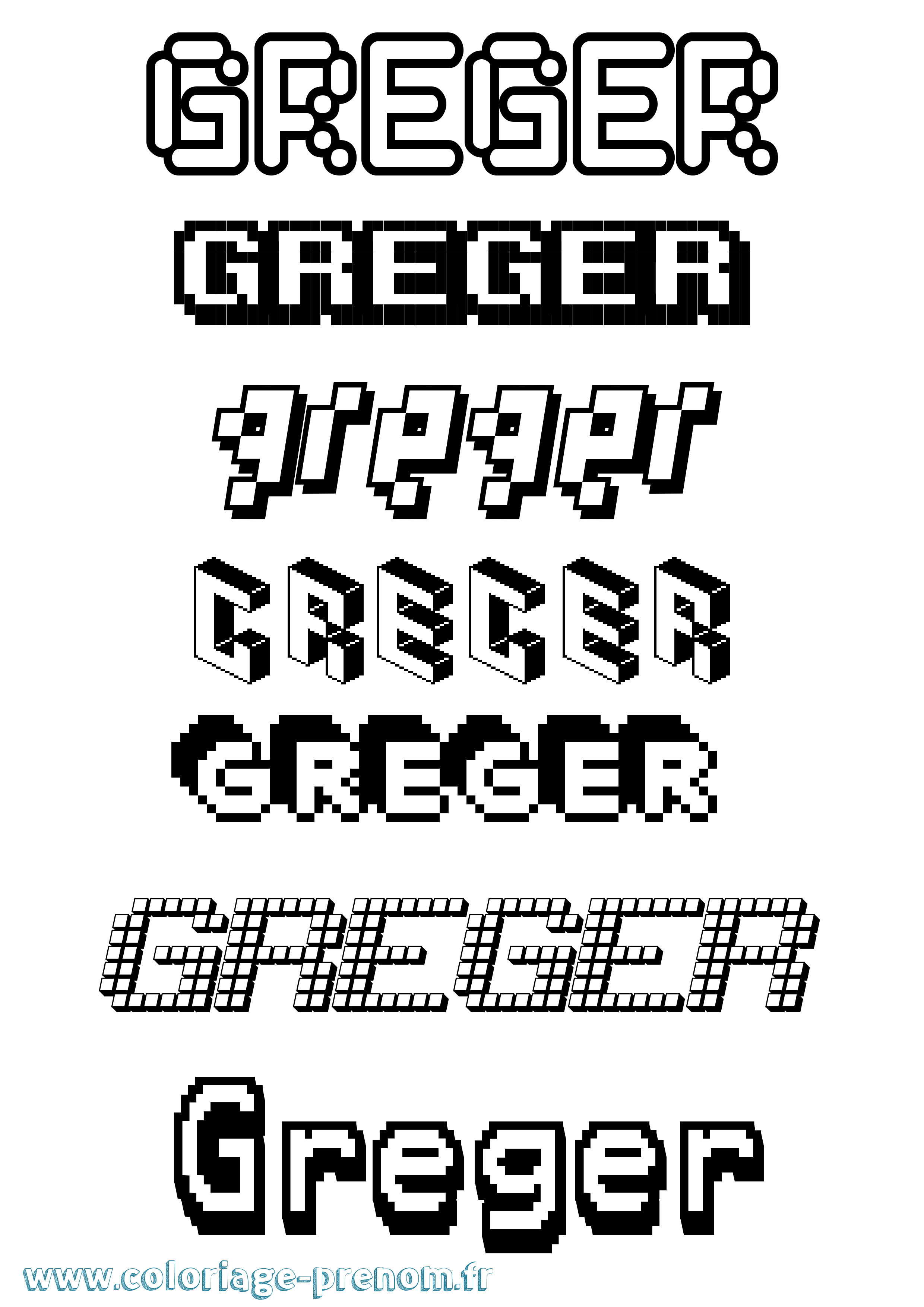 Coloriage Greger Pixel Coloriage prénom Greger Pixel