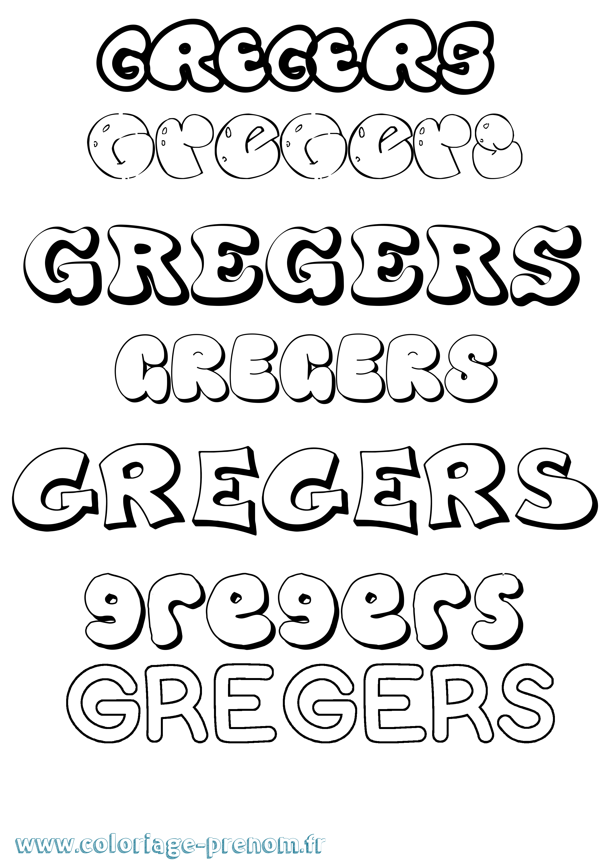 Coloriage Gregers Bubble Coloriage prénom Gregers Bubble