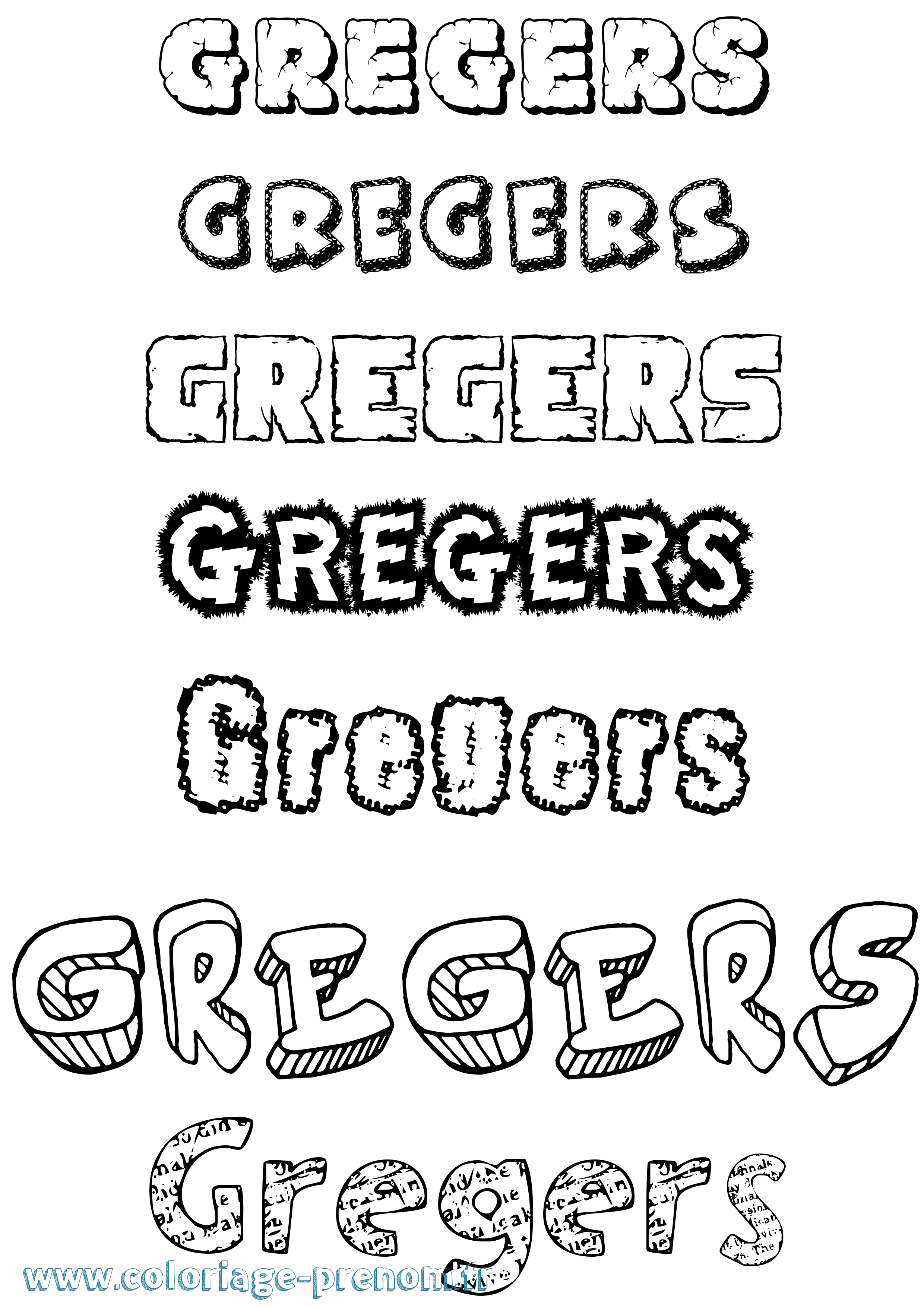 Coloriage Gregers Destructuré Coloriage prénom Gregers Destructuré
