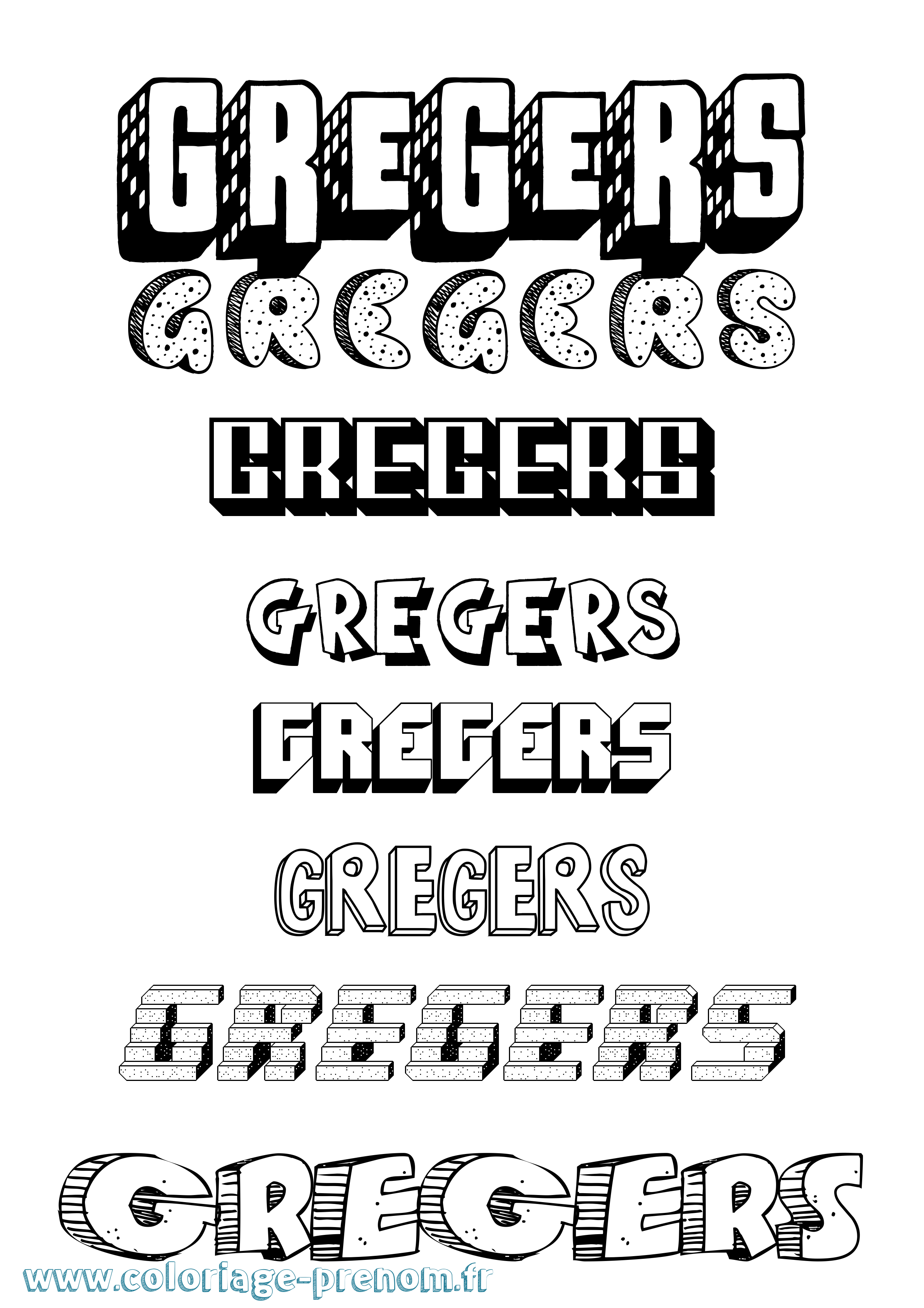 Coloriage Gregers Effet 3D Coloriage prénom Gregers Effet 3D