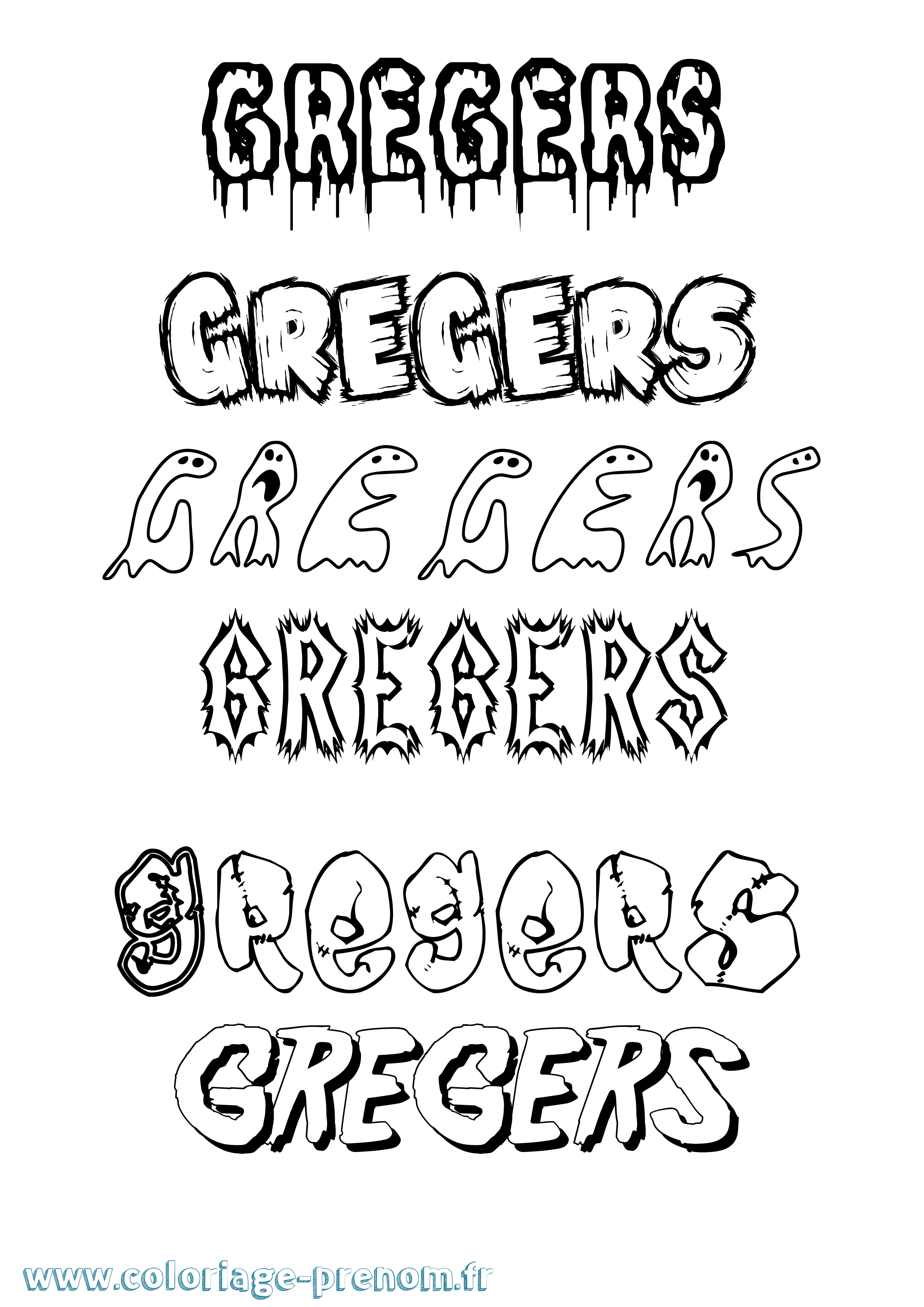 Coloriage Gregers Frisson Coloriage prénom Gregers Frisson