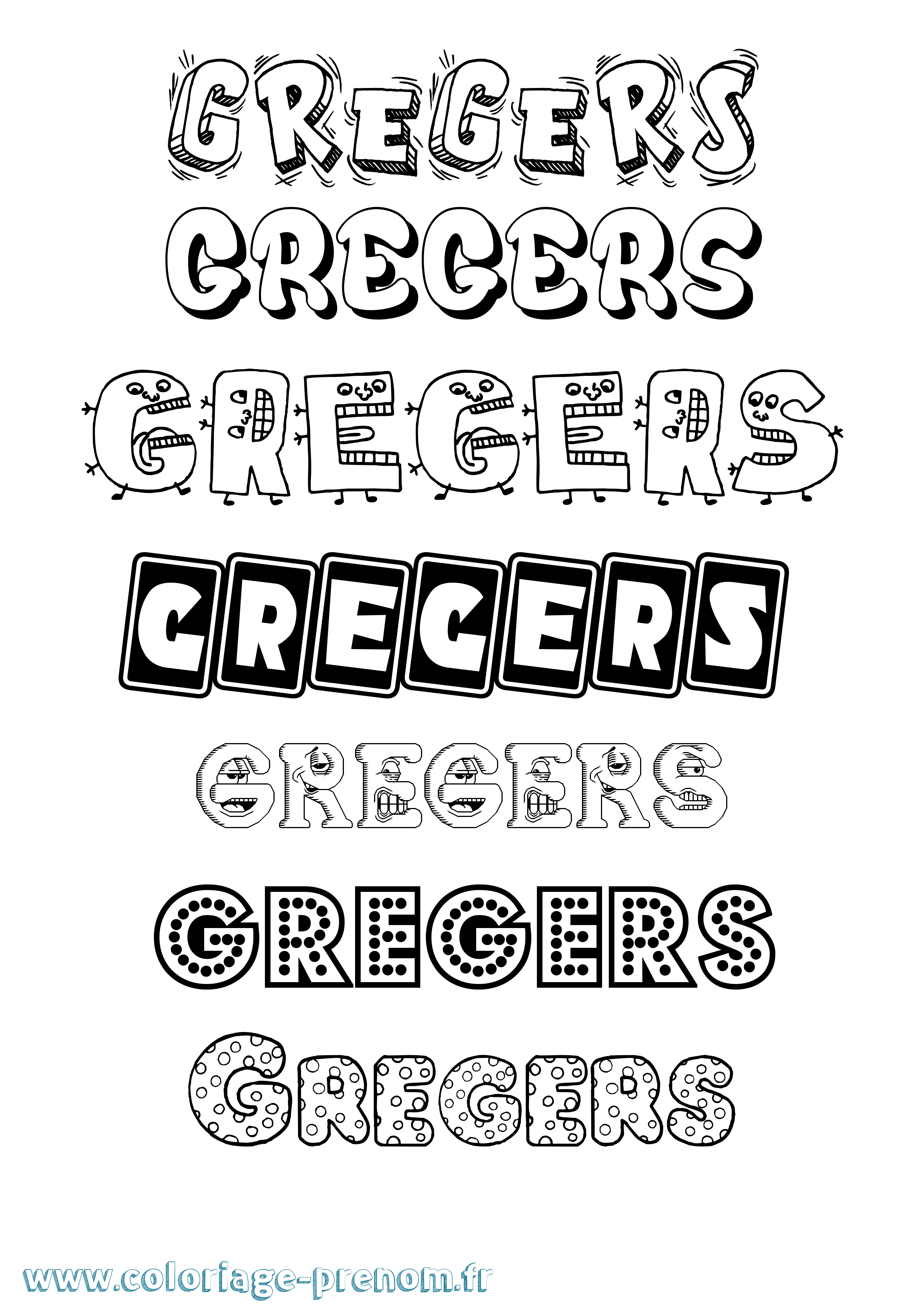 Coloriage Gregers Fun Coloriage prénom Gregers Fun