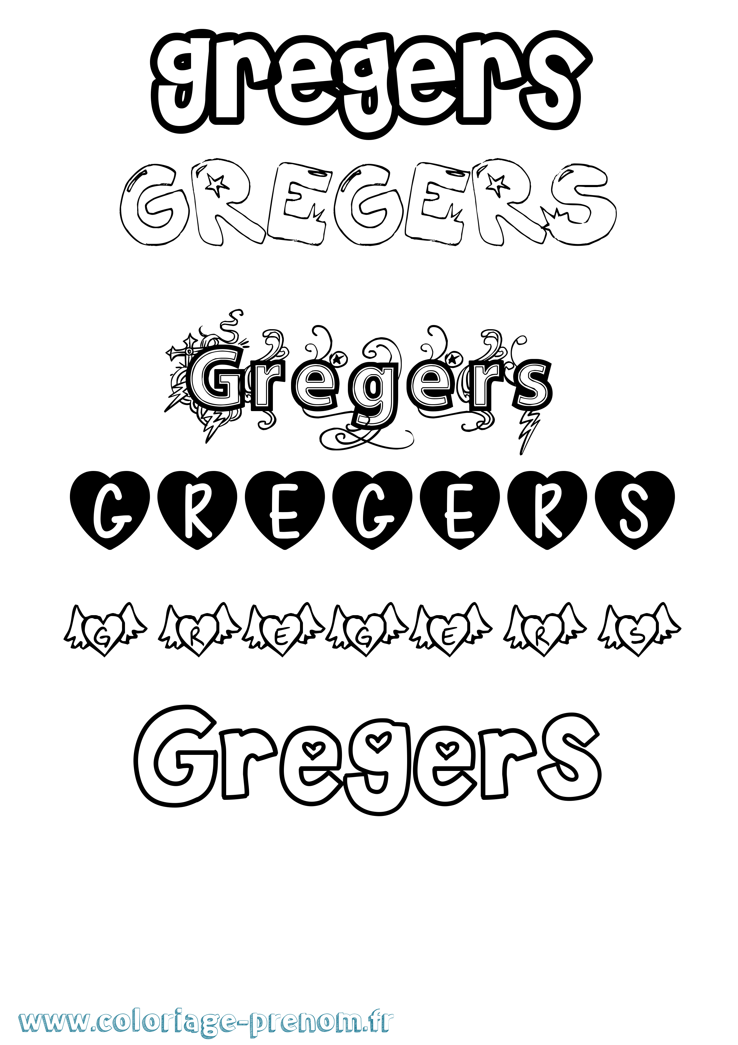 Coloriage Gregers Girly Coloriage prénom Gregers Girly
