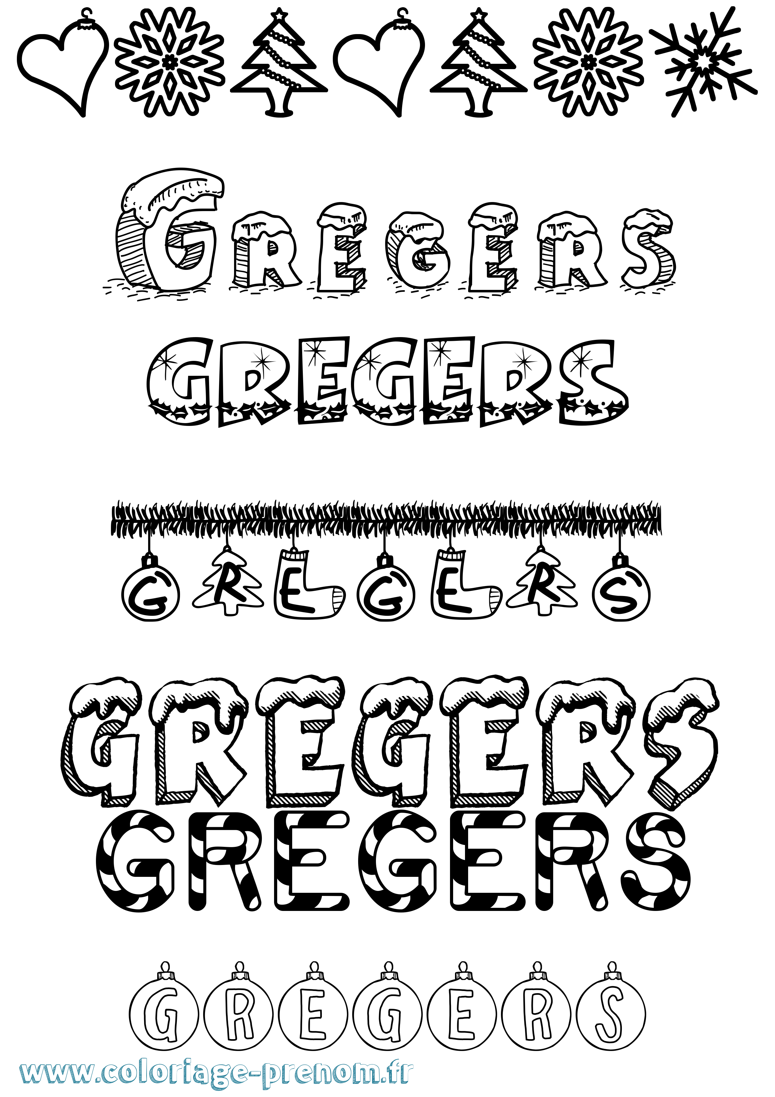 Coloriage prénom Gregers Noël