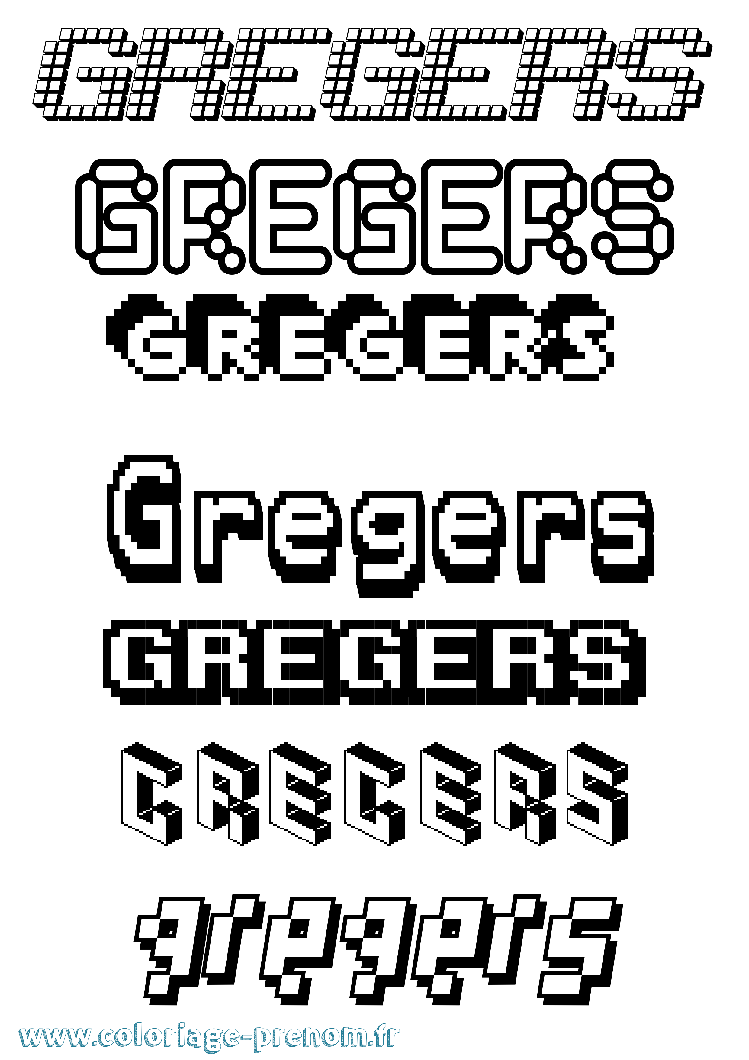 Coloriage prénom Gregers Pixel