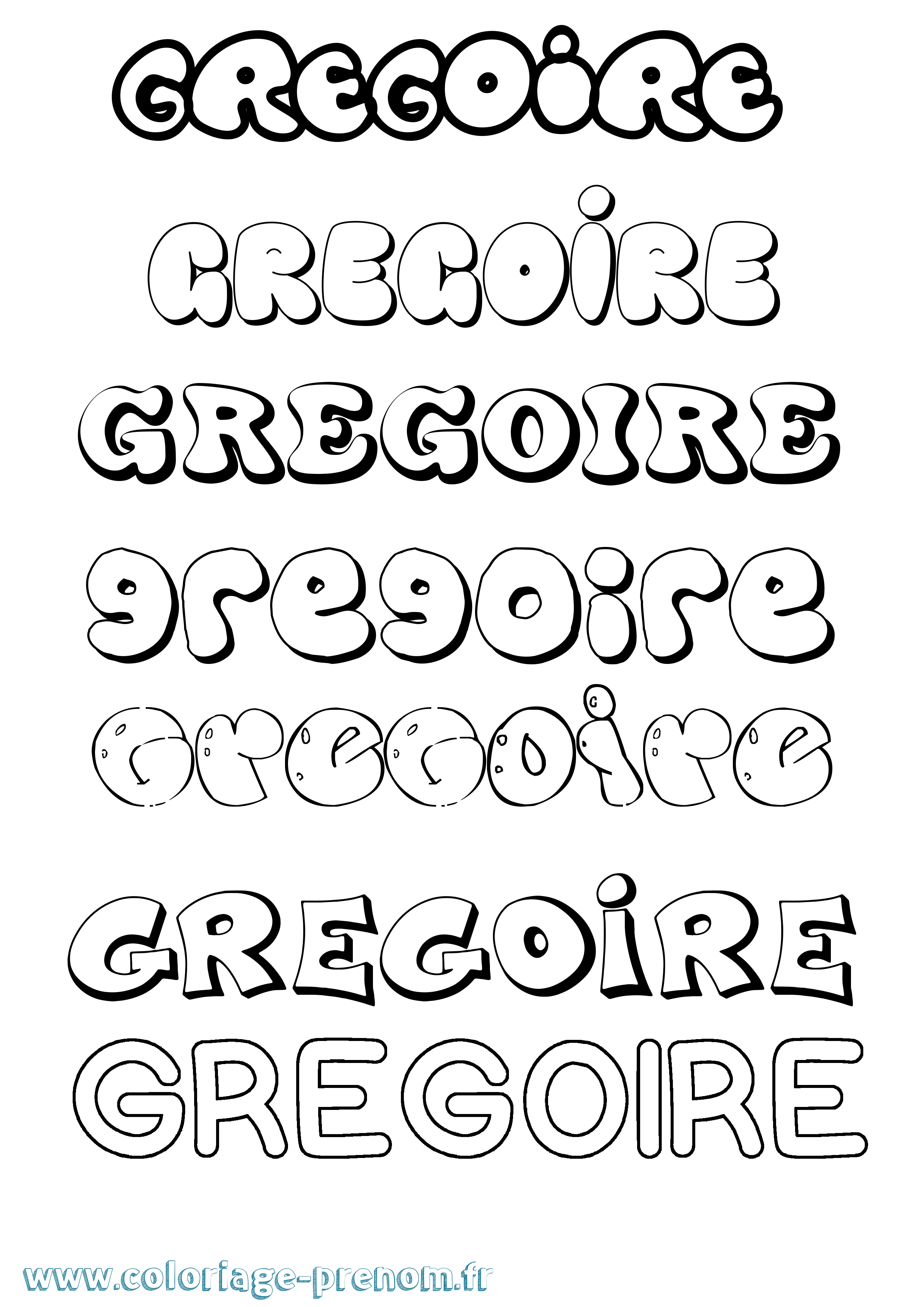 Coloriage prénom Gregoire Bubble