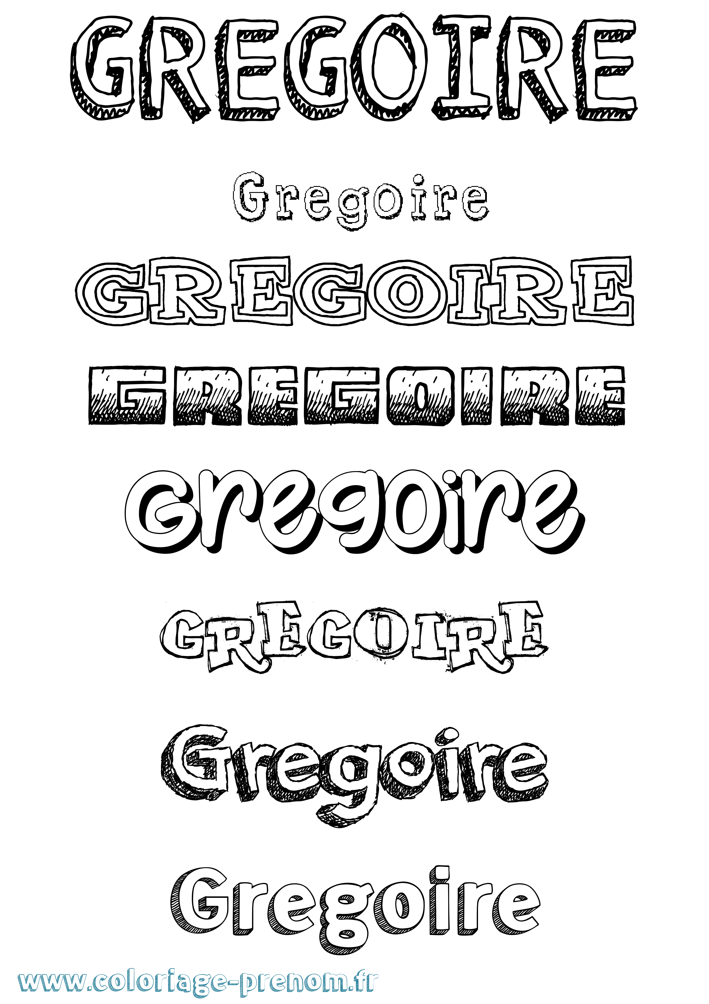 Coloriage prénom Gregoire Dessiné