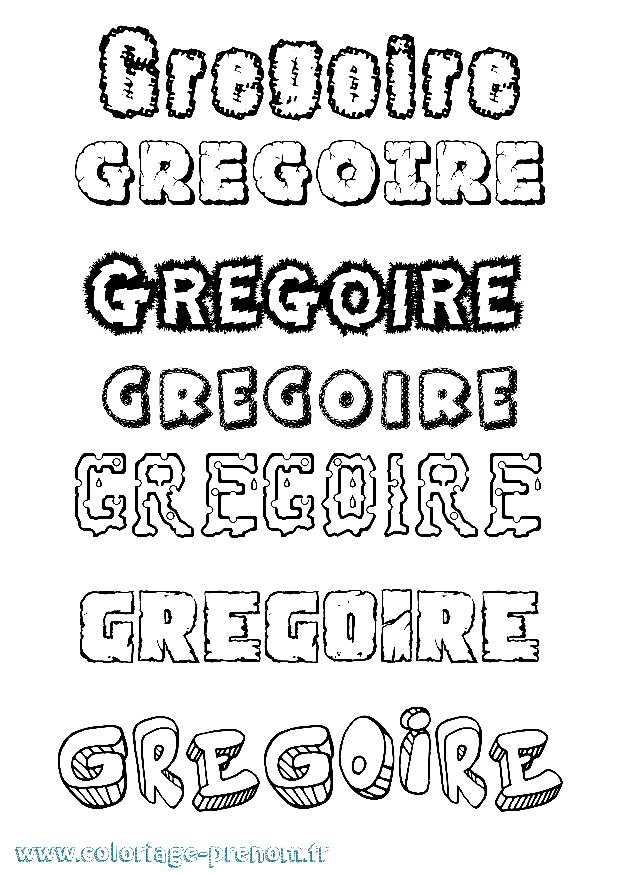 Coloriage prénom Gregoire Destructuré
