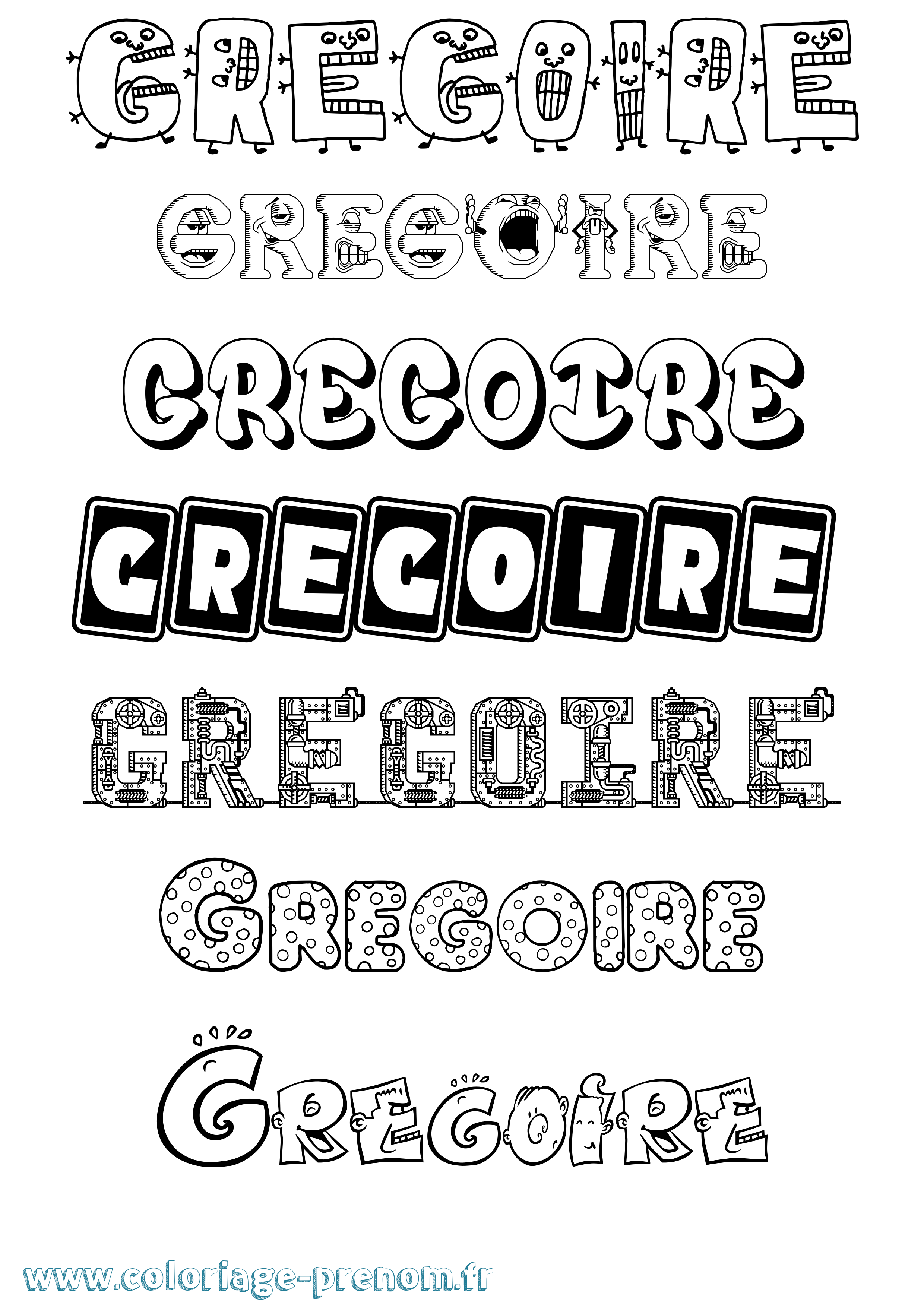 Coloriage prénom Gregoire Fun