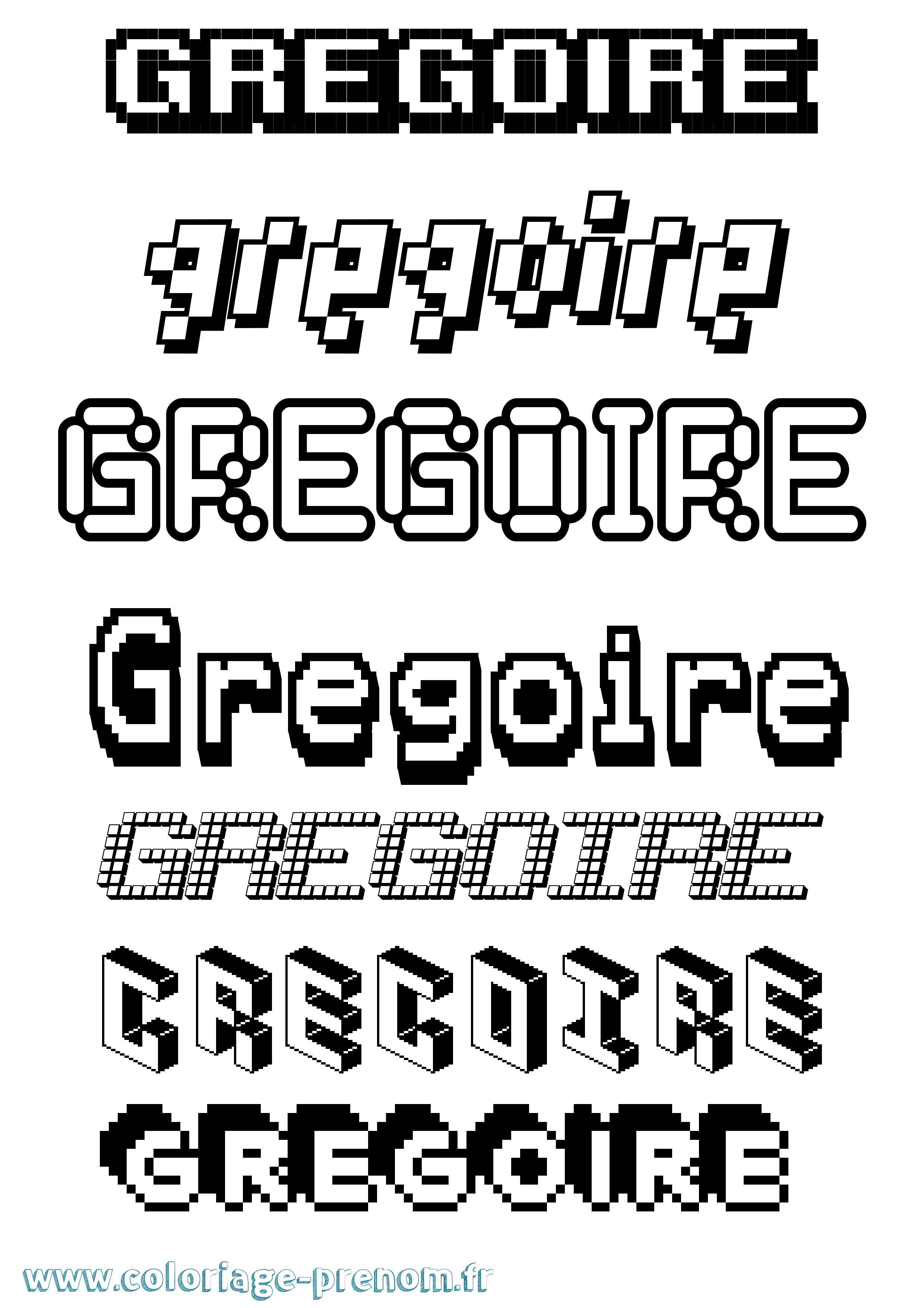Coloriage prénom Gregoire Pixel