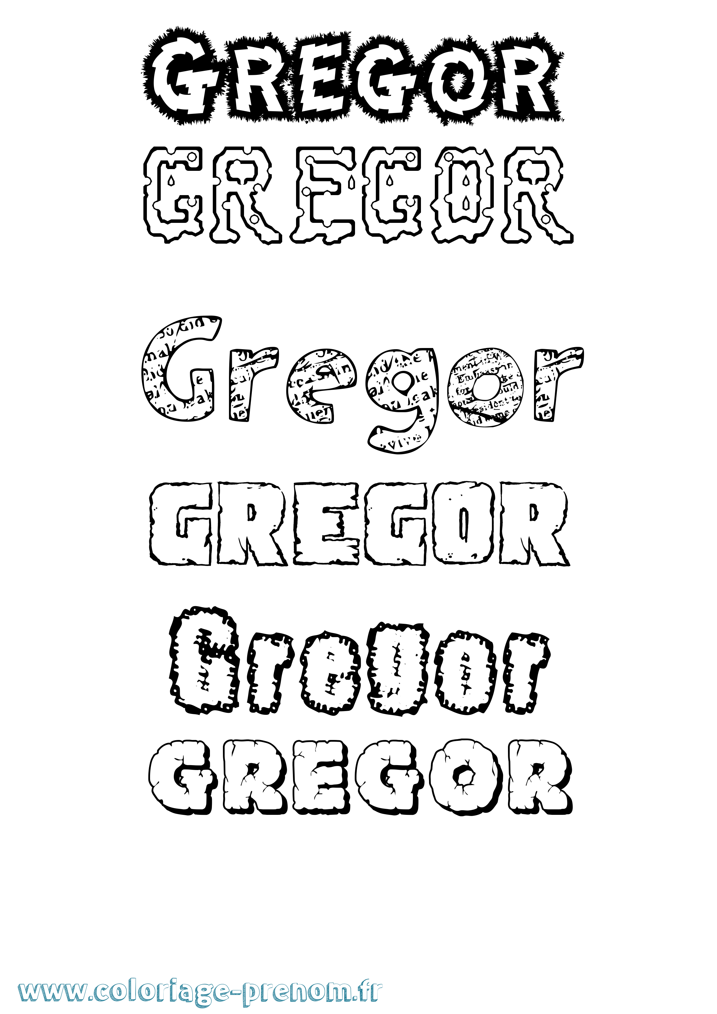 Coloriage Gregor Destructuré Coloriage prénom Gregor Destructuré