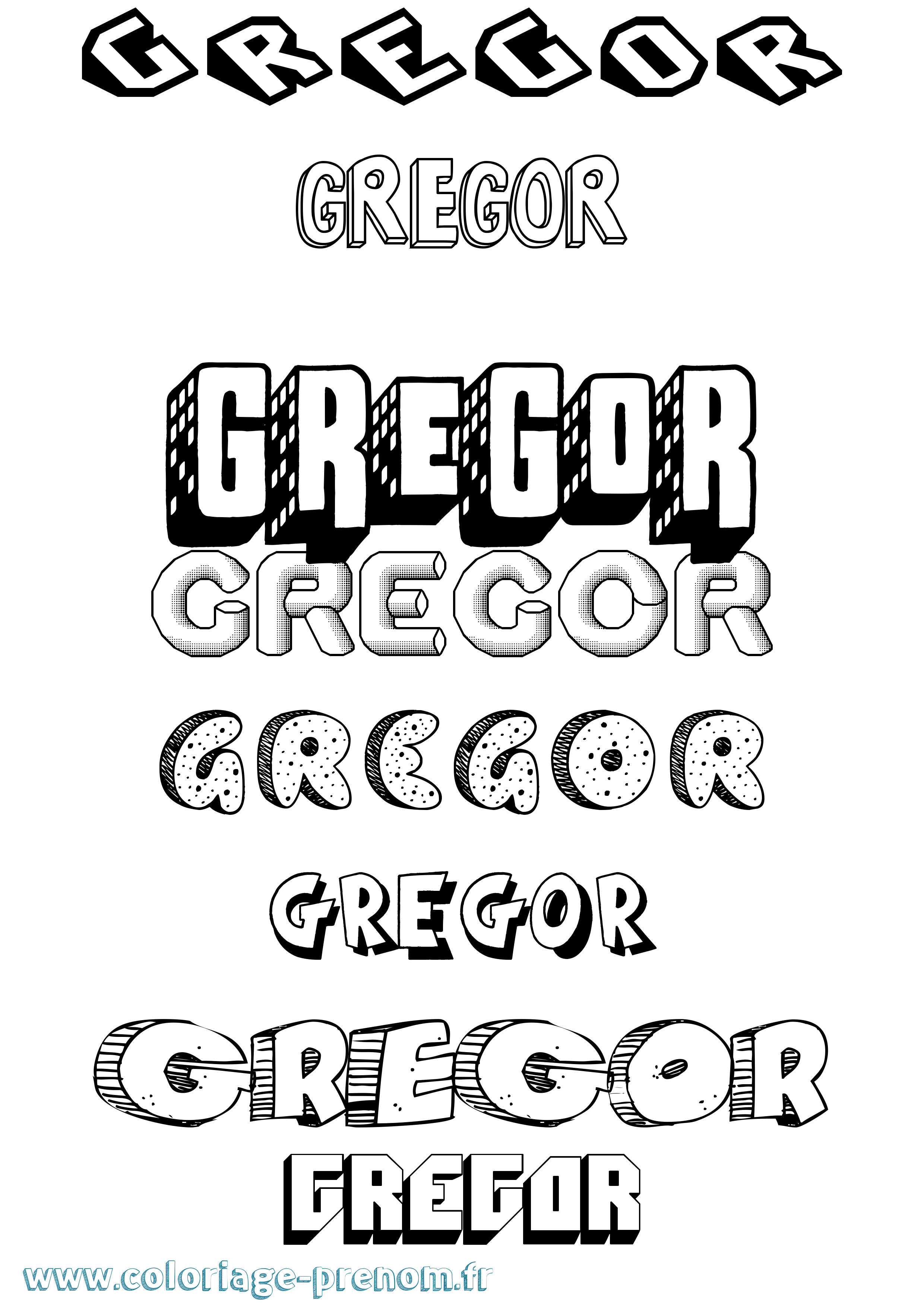 Coloriage Gregor Effet 3D Coloriage prénom Gregor Effet 3D