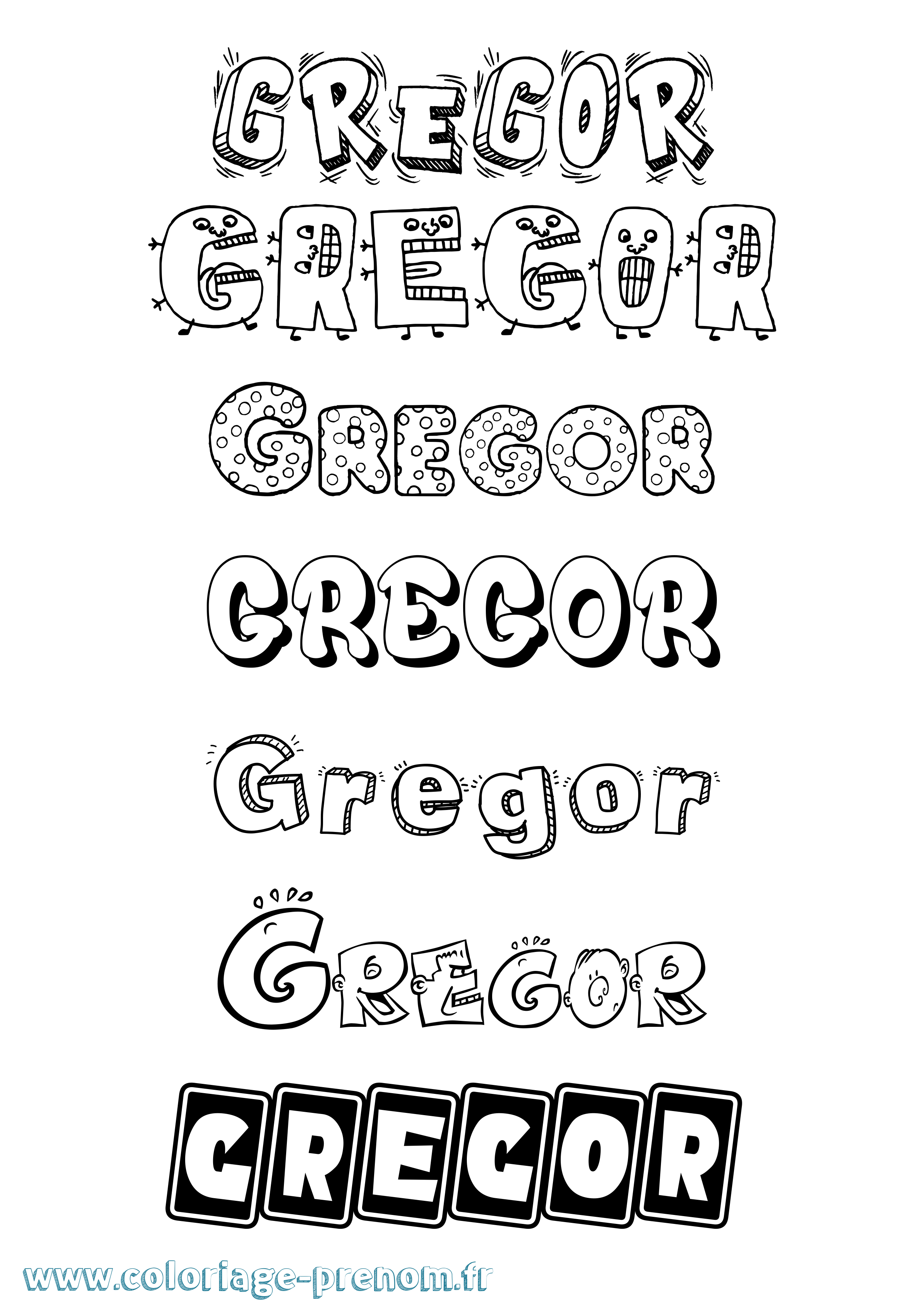 Coloriage Gregor Fun Coloriage prénom Gregor Fun