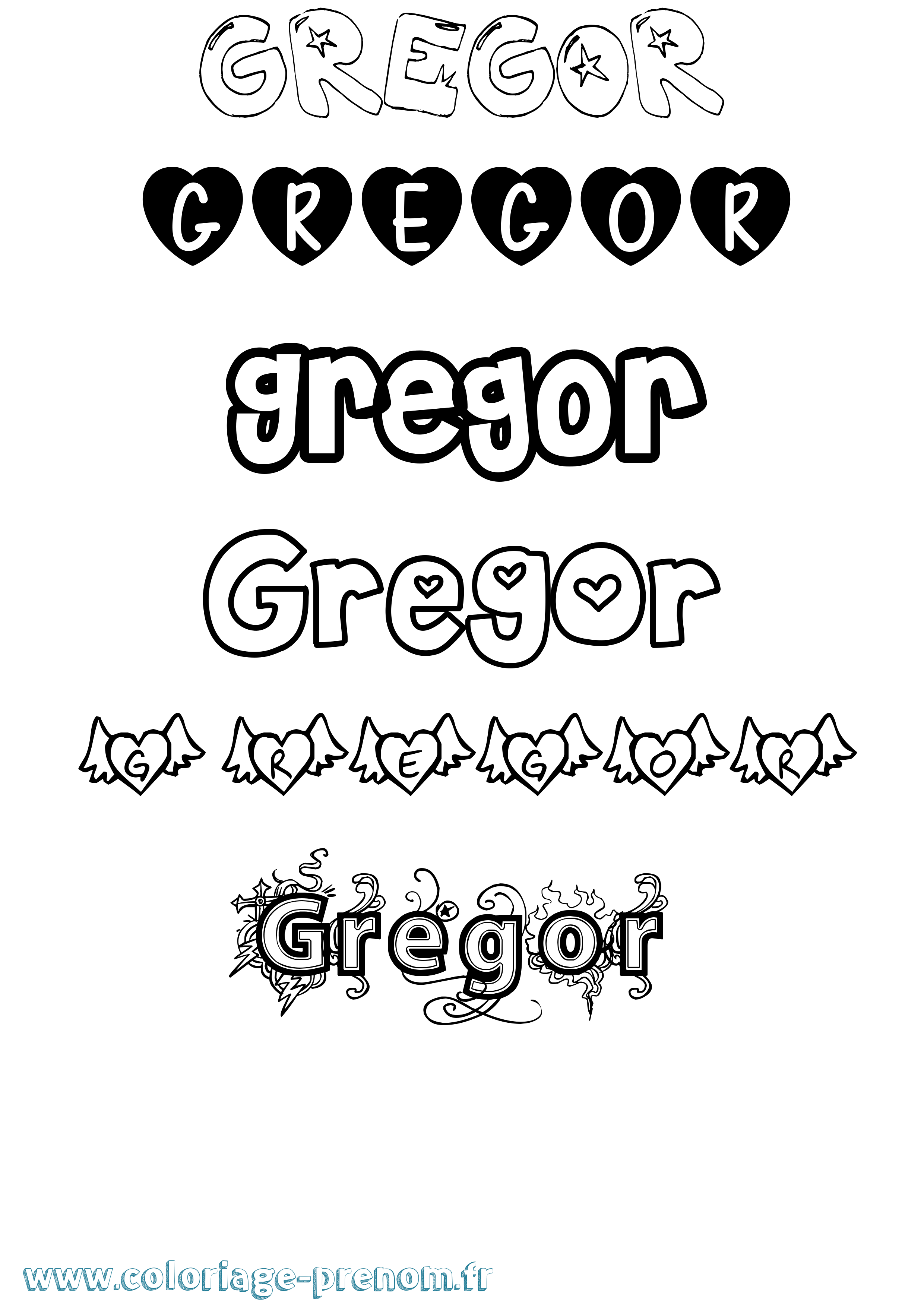 Coloriage Gregor Girly Coloriage prénom Gregor Girly