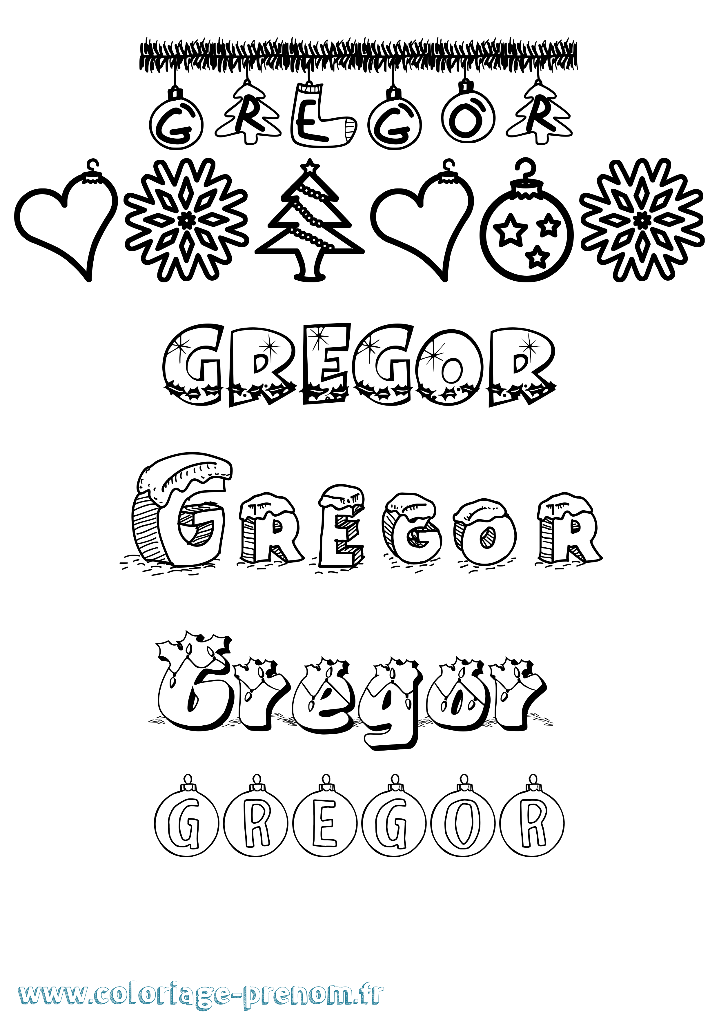 Coloriage Gregor Noël Coloriage prénom Gregor Noël