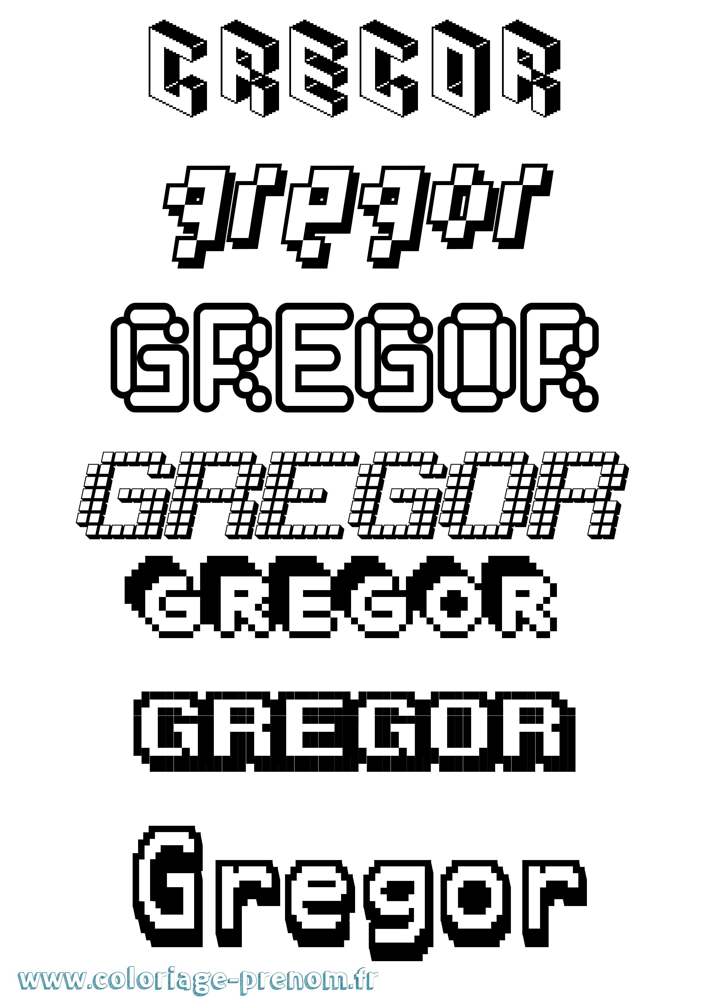 Coloriage Gregor Pixel Coloriage prénom Gregor Pixel