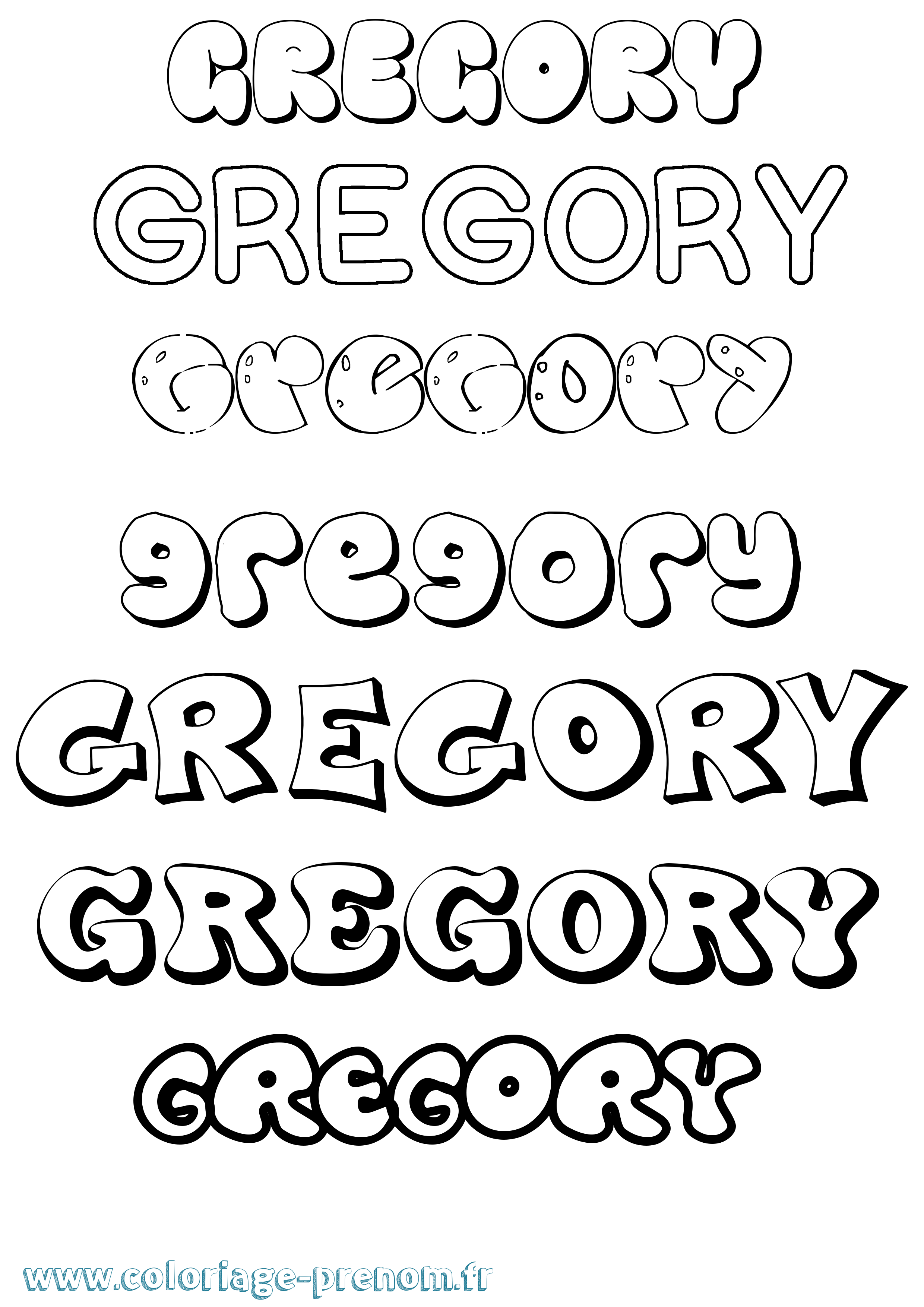Coloriage prénom Gregory Bubble