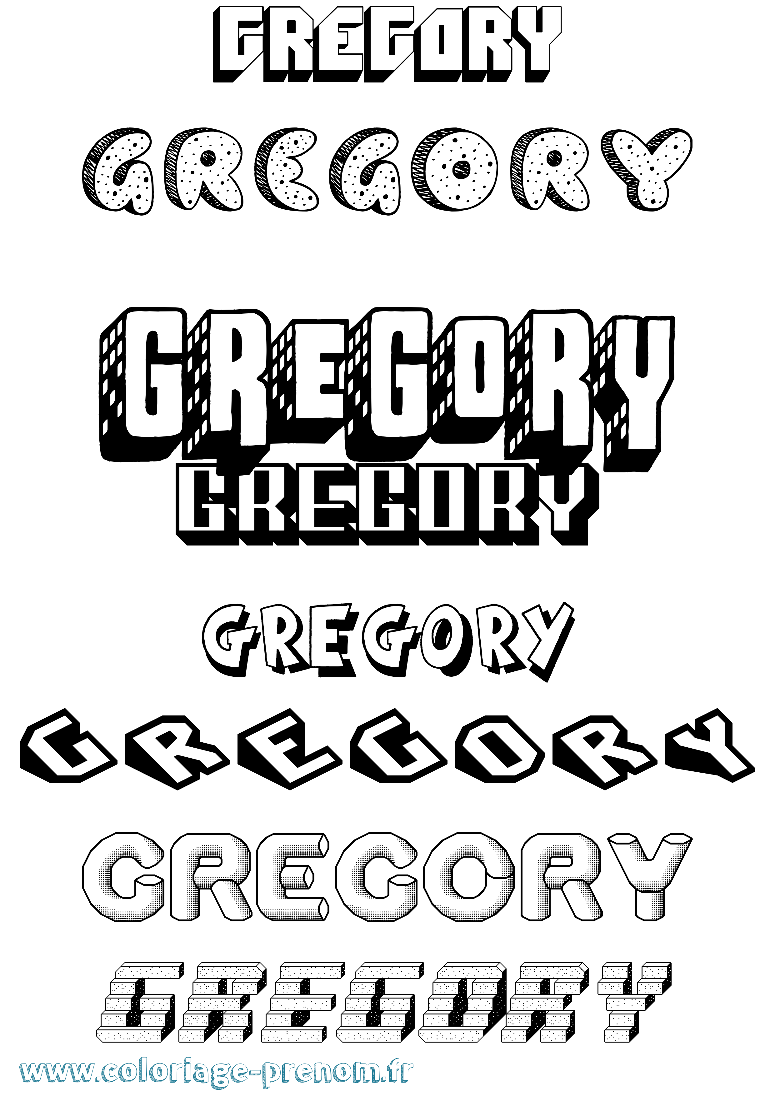 Coloriage prénom Gregory Effet 3D