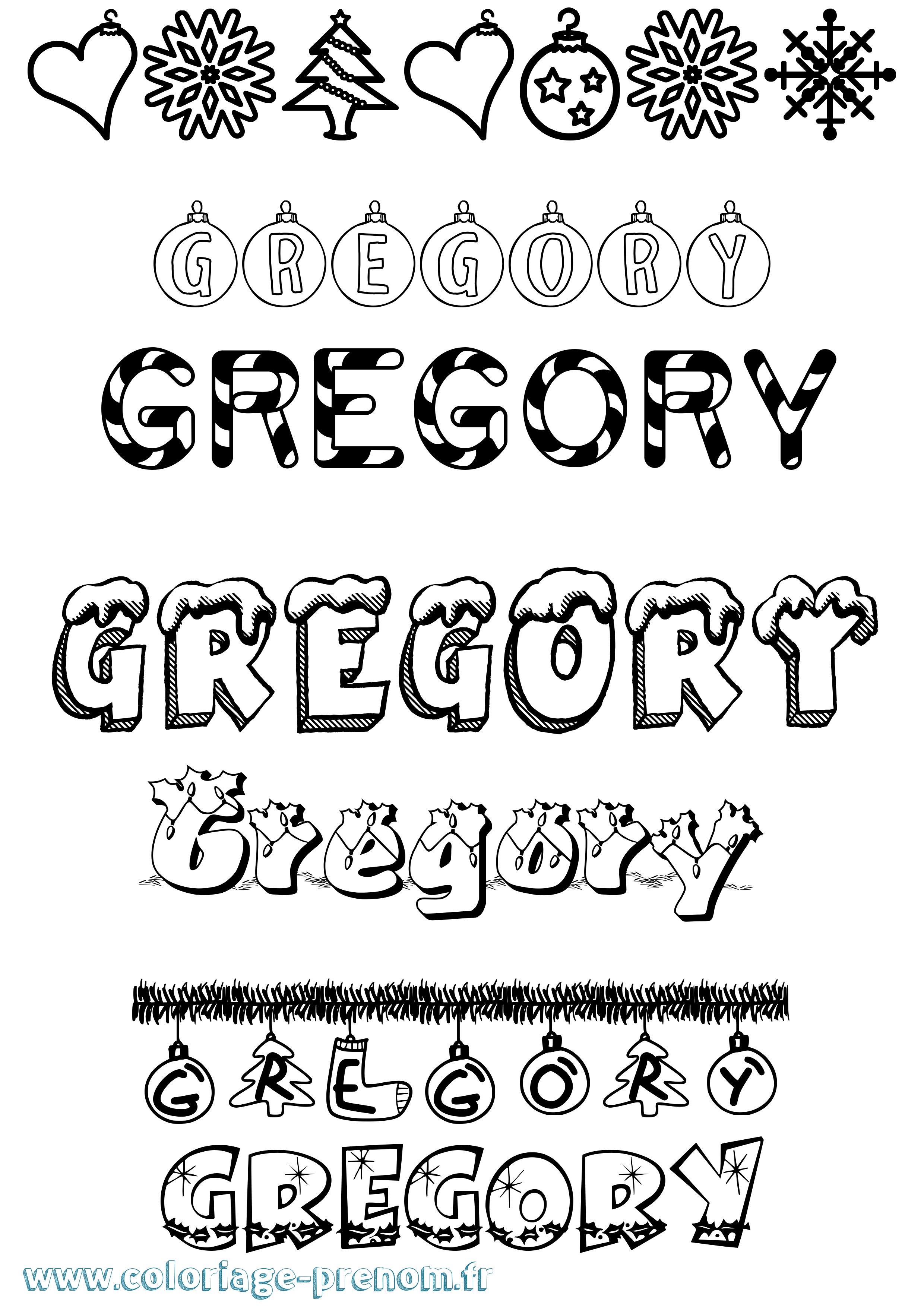 Coloriage prénom Gregory Noël