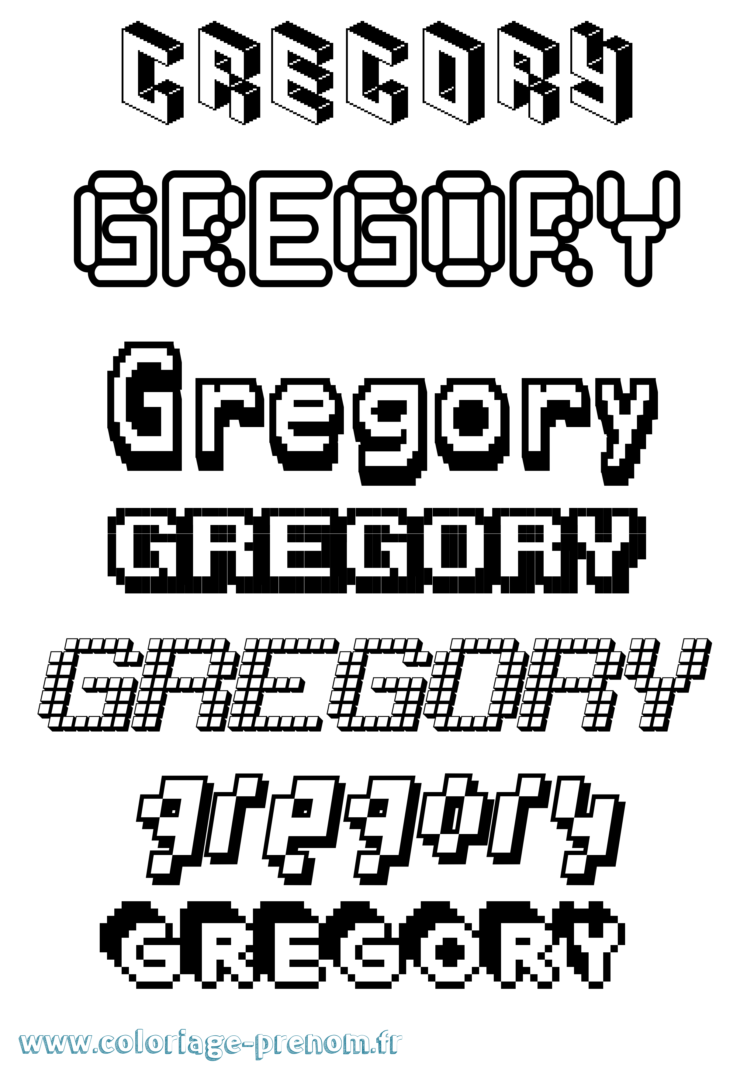 Coloriage prénom Gregory Pixel