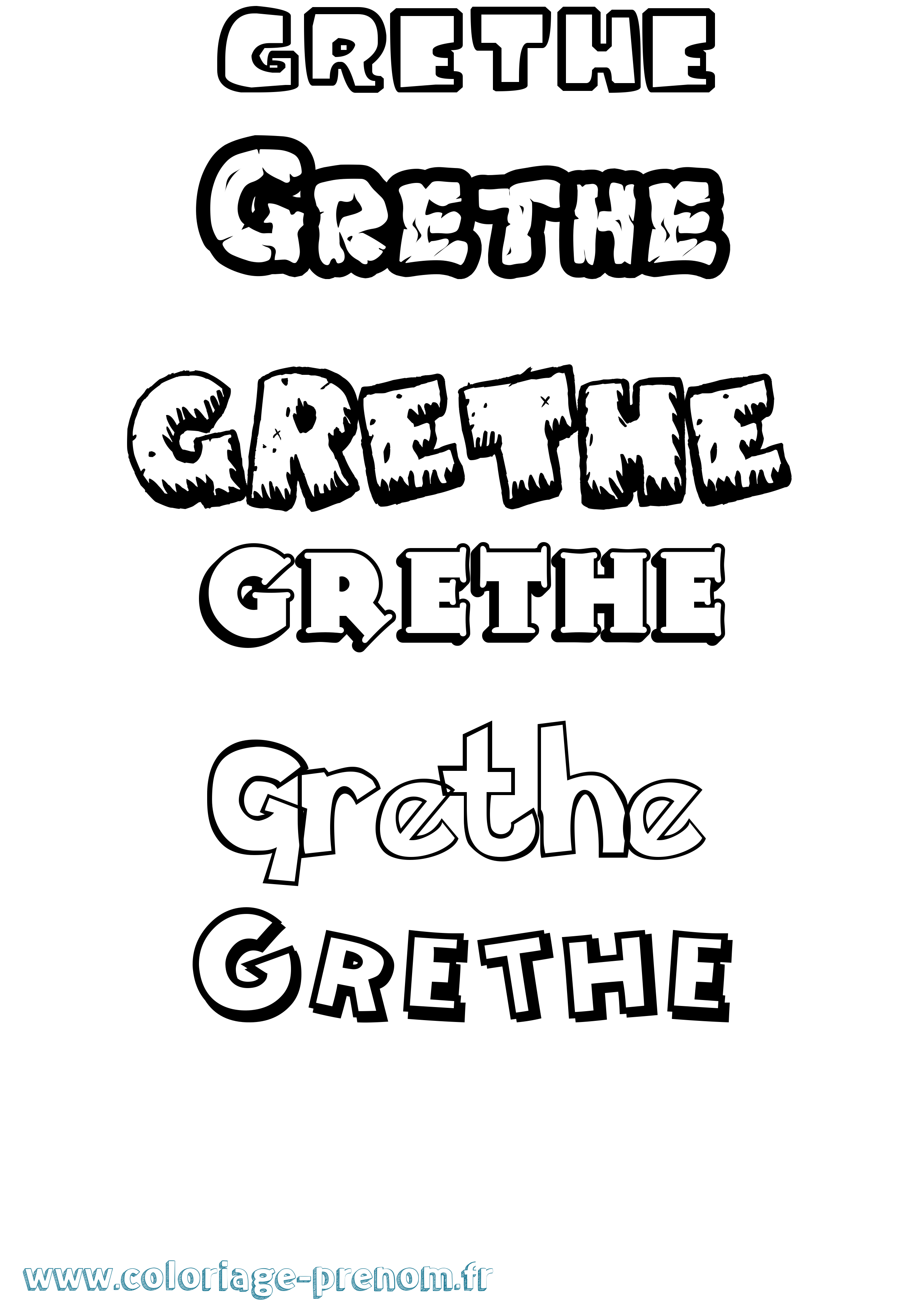 Coloriage prénom Grethe Dessin Animé