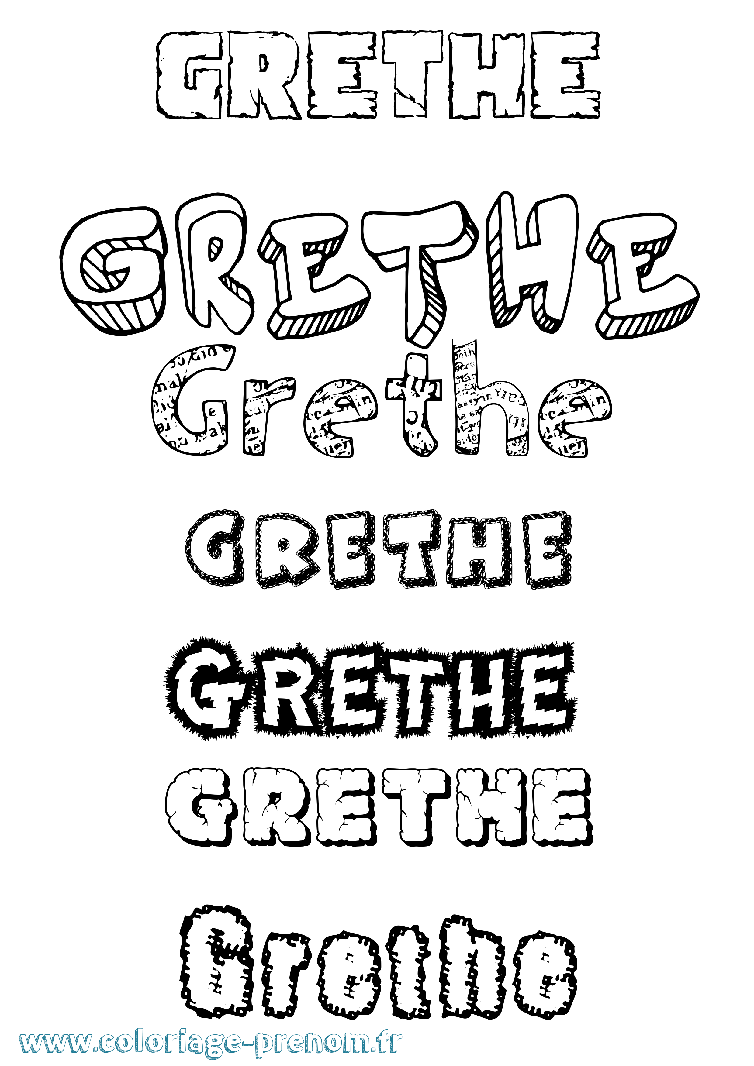Coloriage prénom Grethe Destructuré