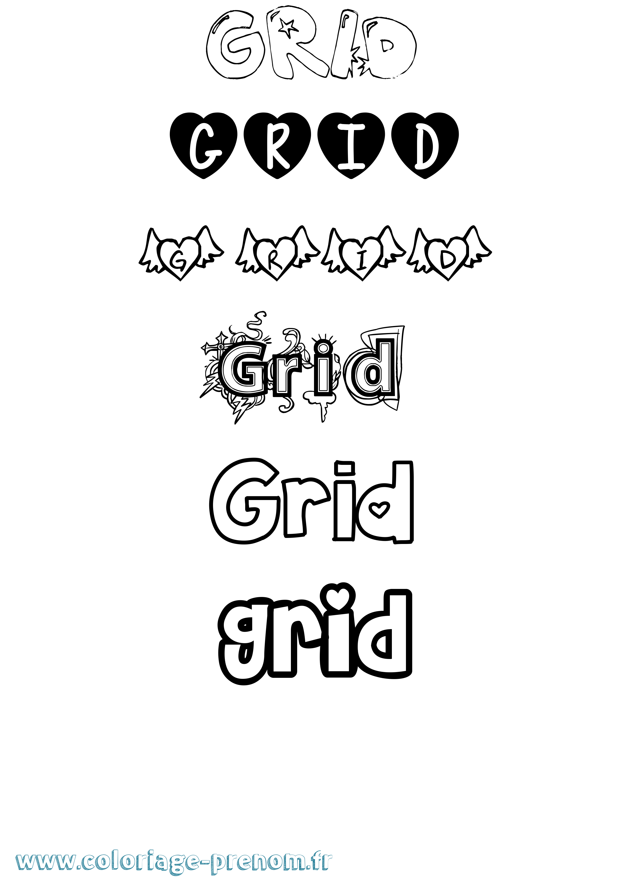 Coloriage Grid Girly Coloriage prénom Grid Girly