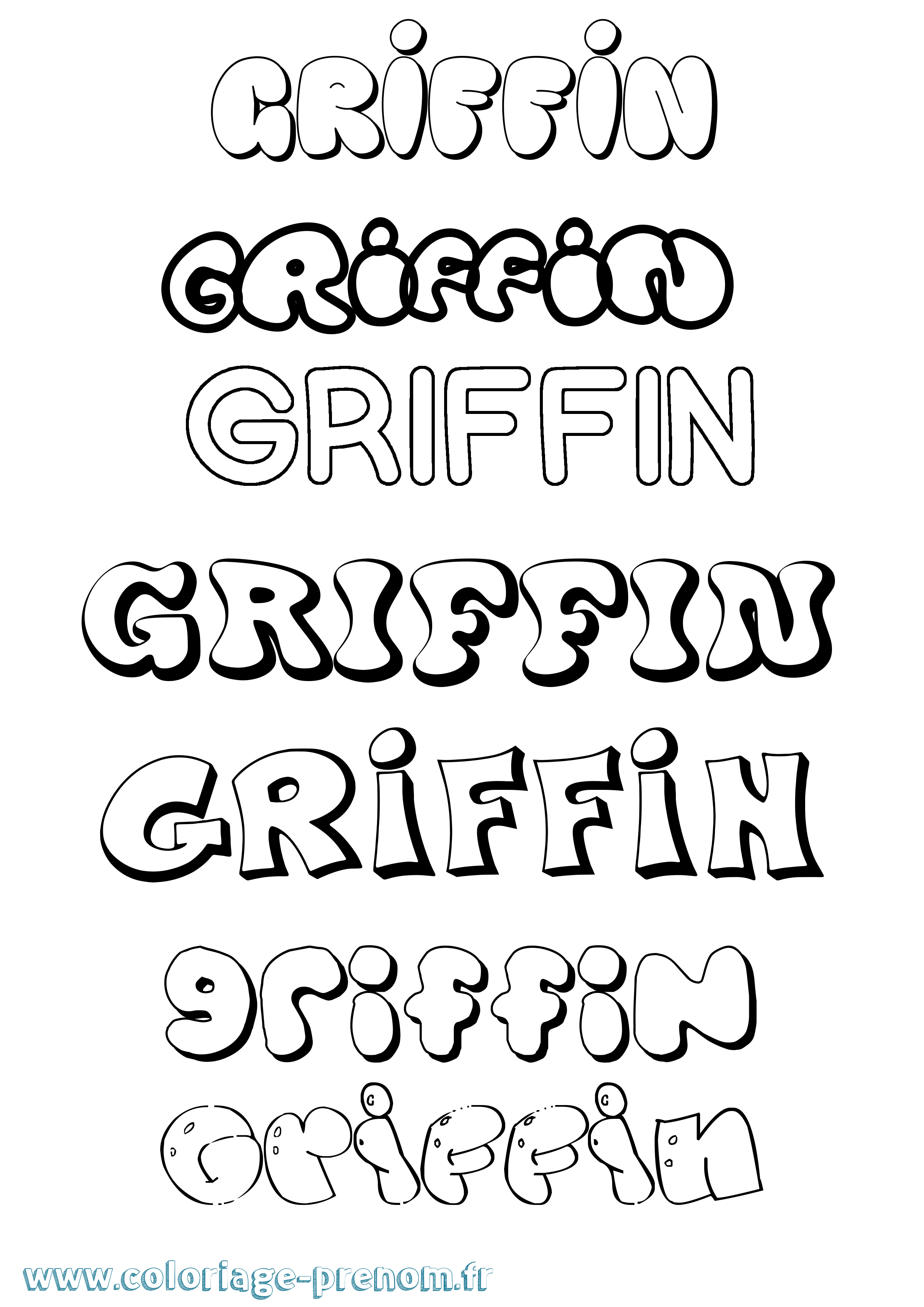 Coloriage prénom Griffin Bubble
