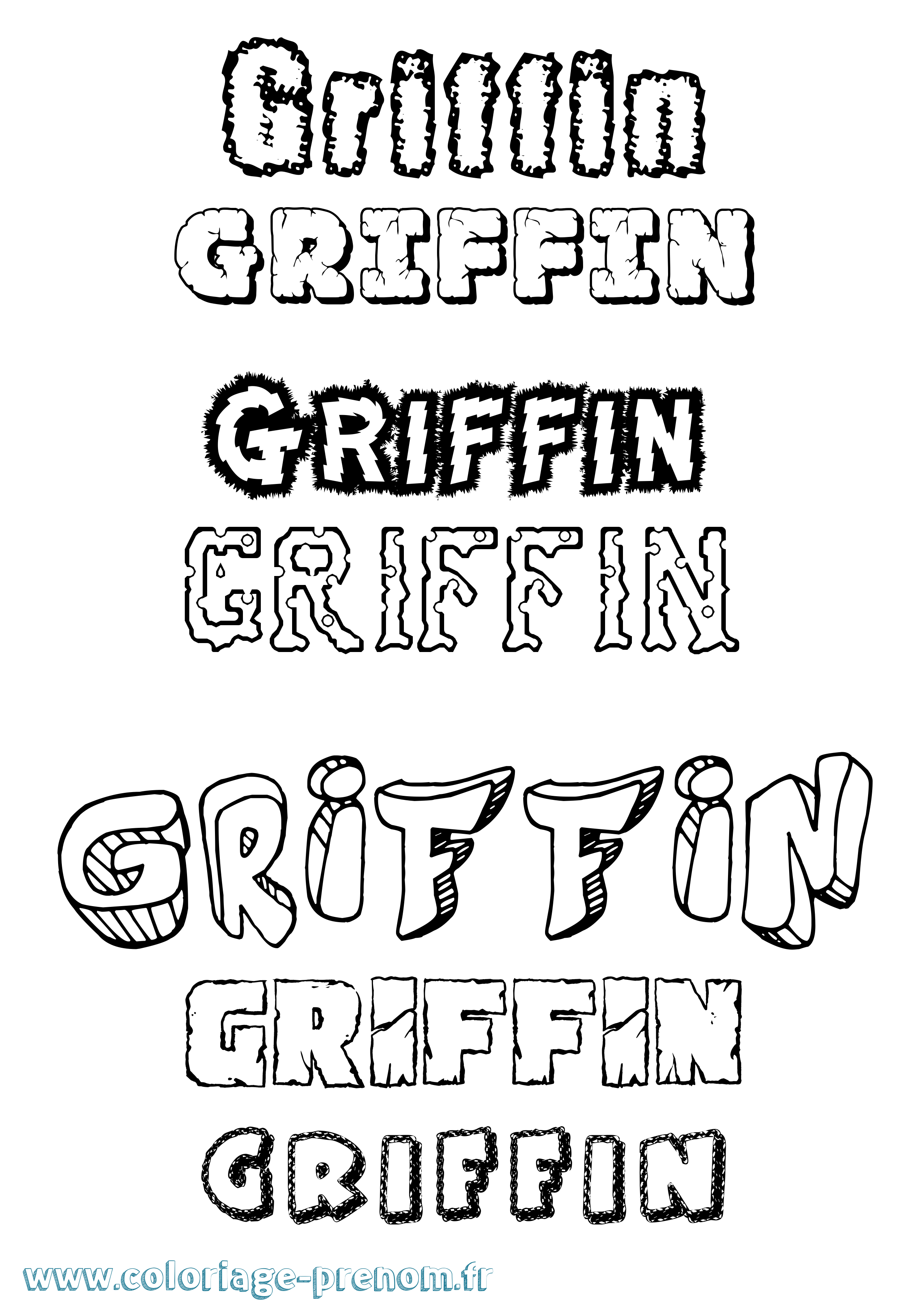 Coloriage prénom Griffin Destructuré