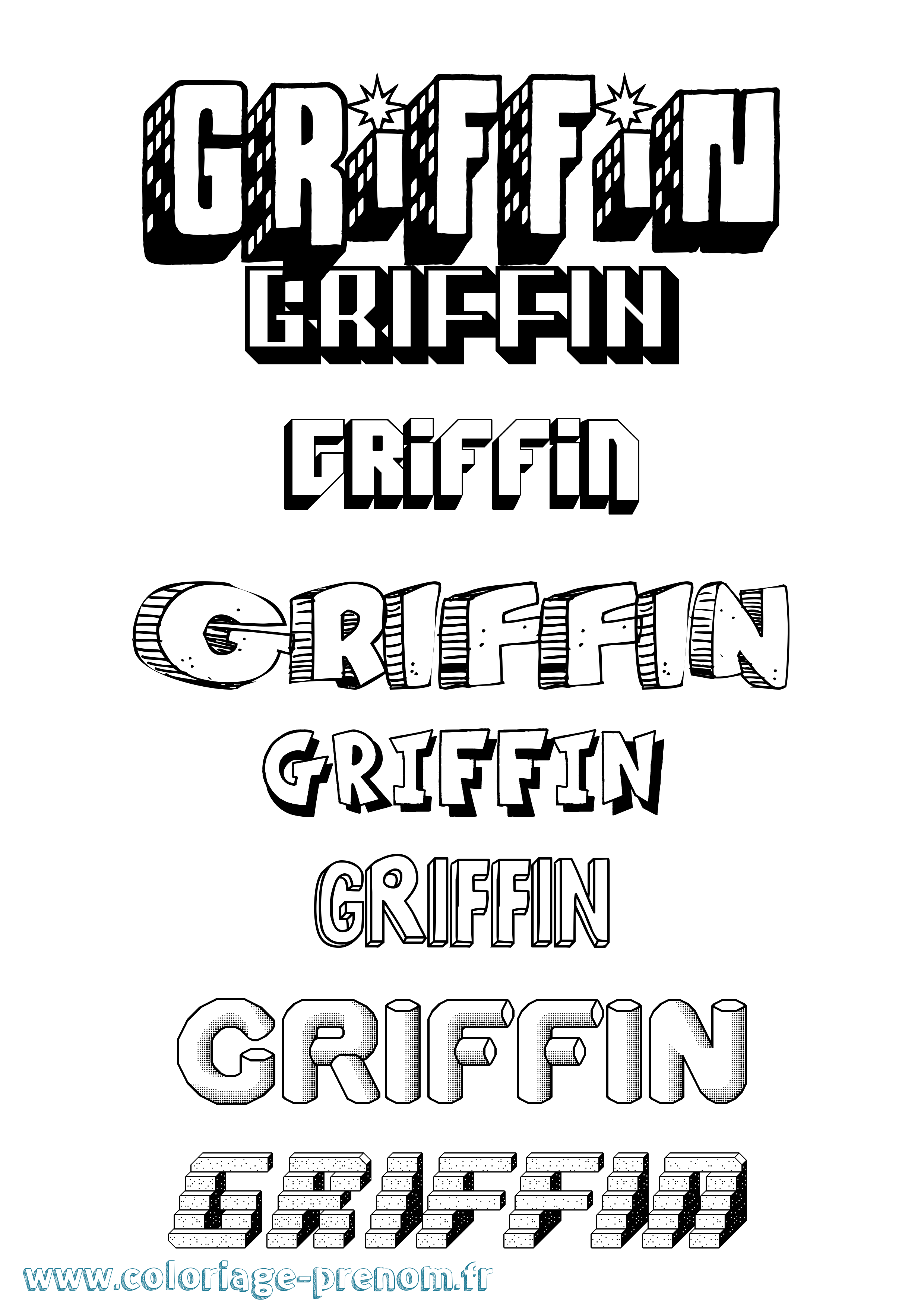 Coloriage prénom Griffin Effet 3D