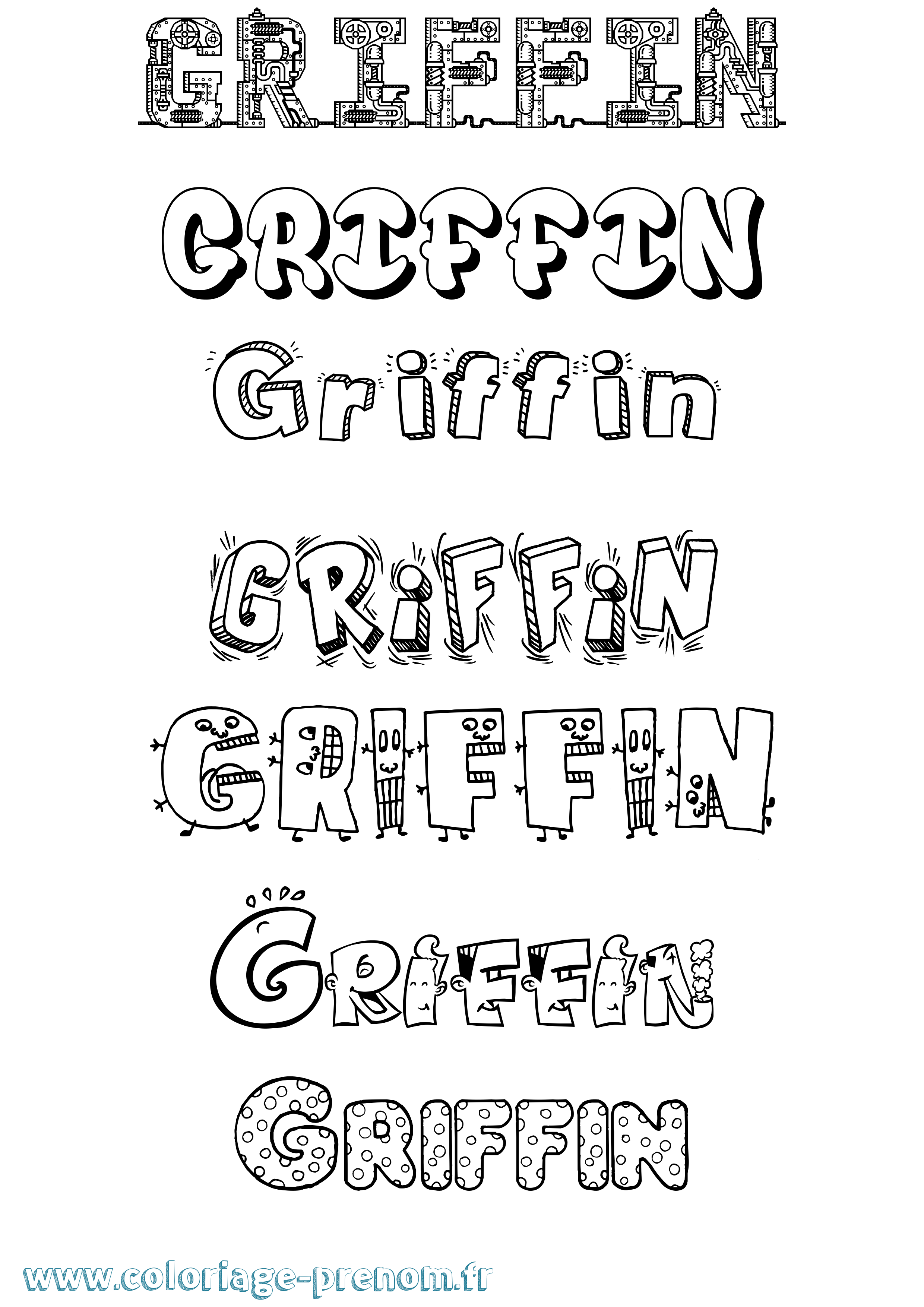 Coloriage prénom Griffin Fun
