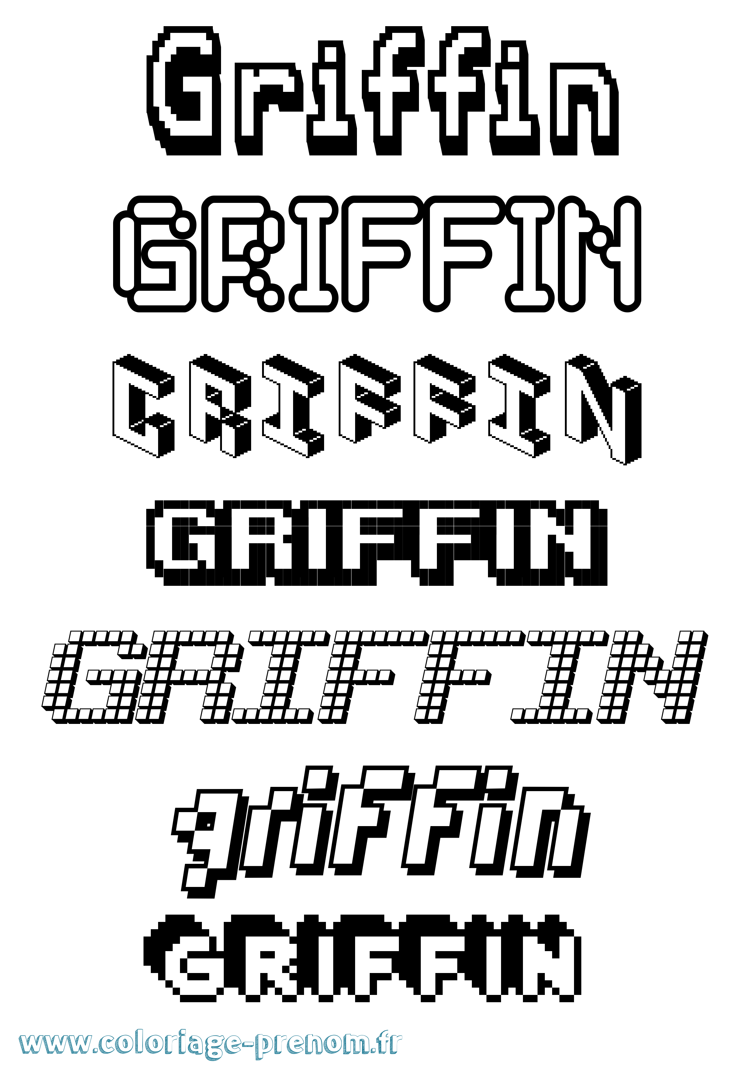 Coloriage prénom Griffin Pixel
