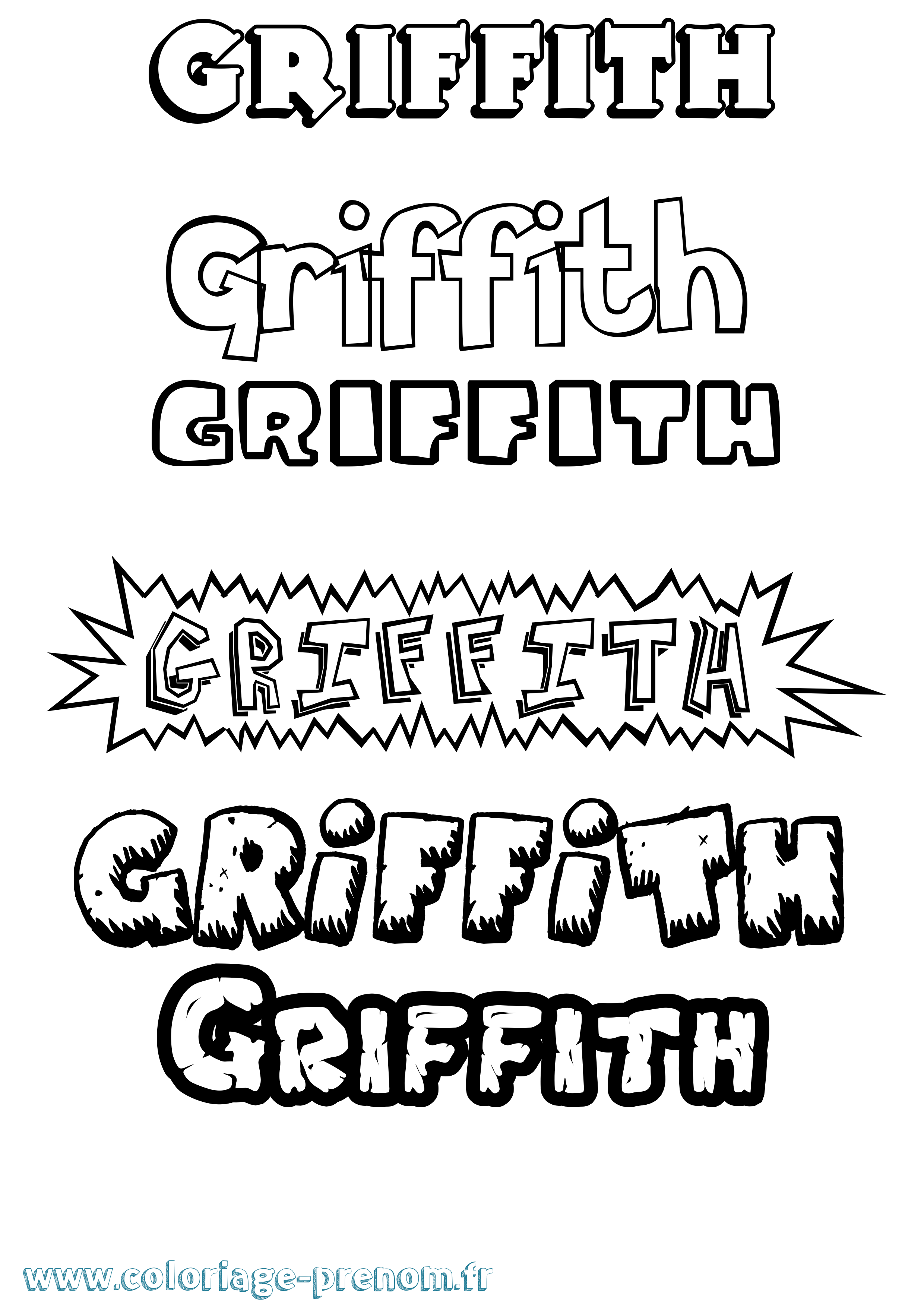 Coloriage Griffith Dessin Animé Coloriage prénom Griffith Dessin Animé